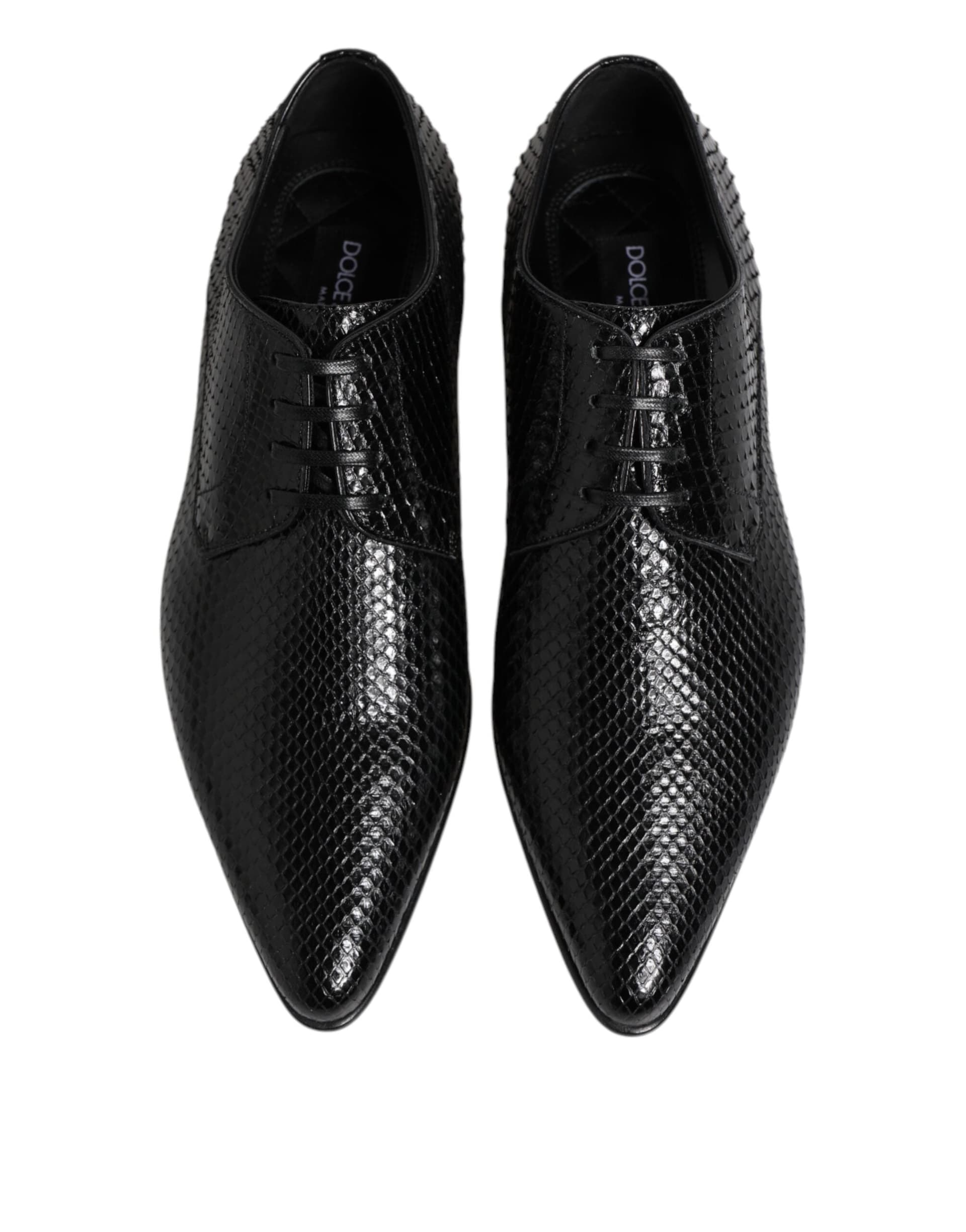 Dolce & Gabbana Black Exotic Leather Lace Up Derby Shoes - 2