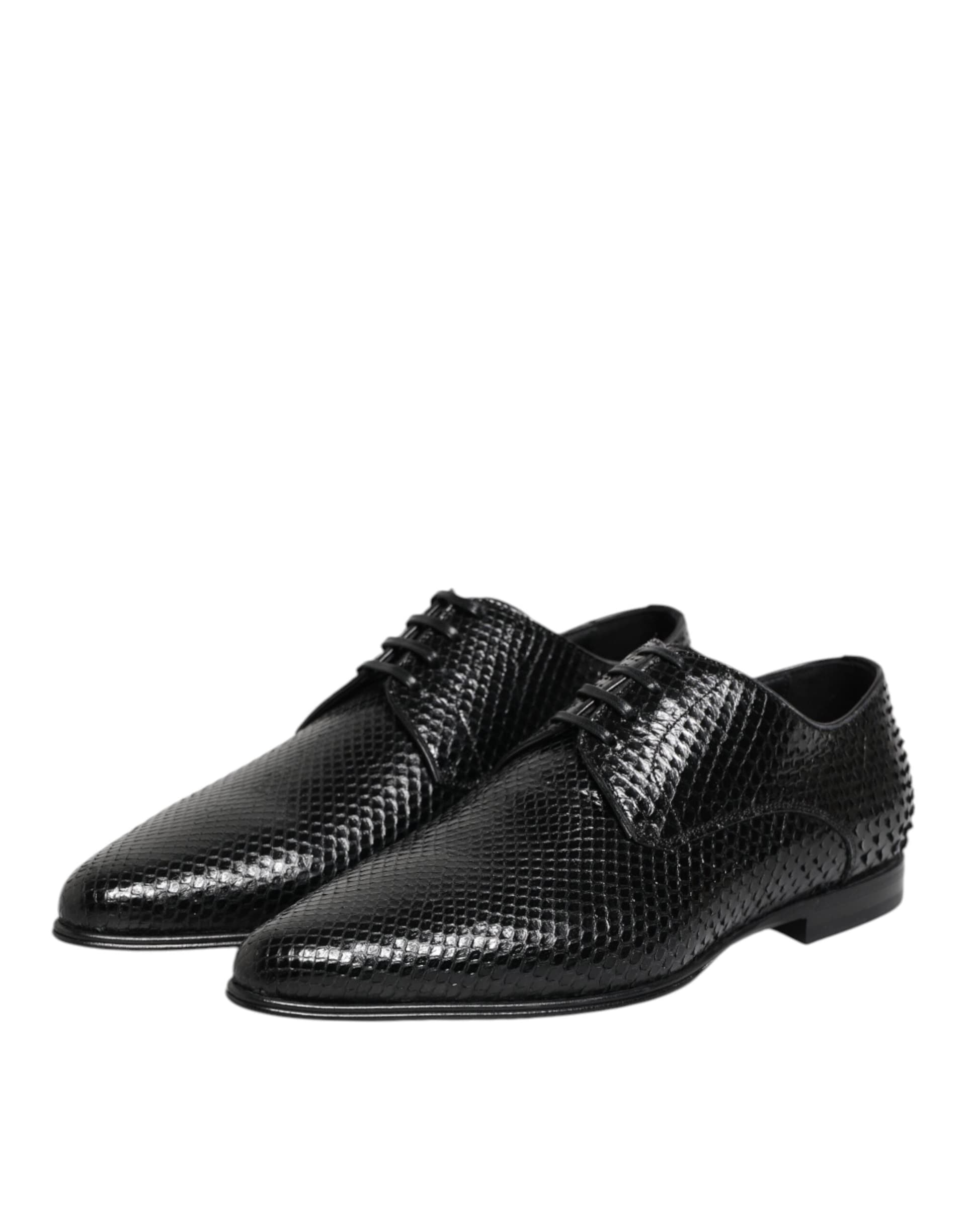 Dolce & Gabbana Black Exotic Leather Lace Up Derby Shoes - 3