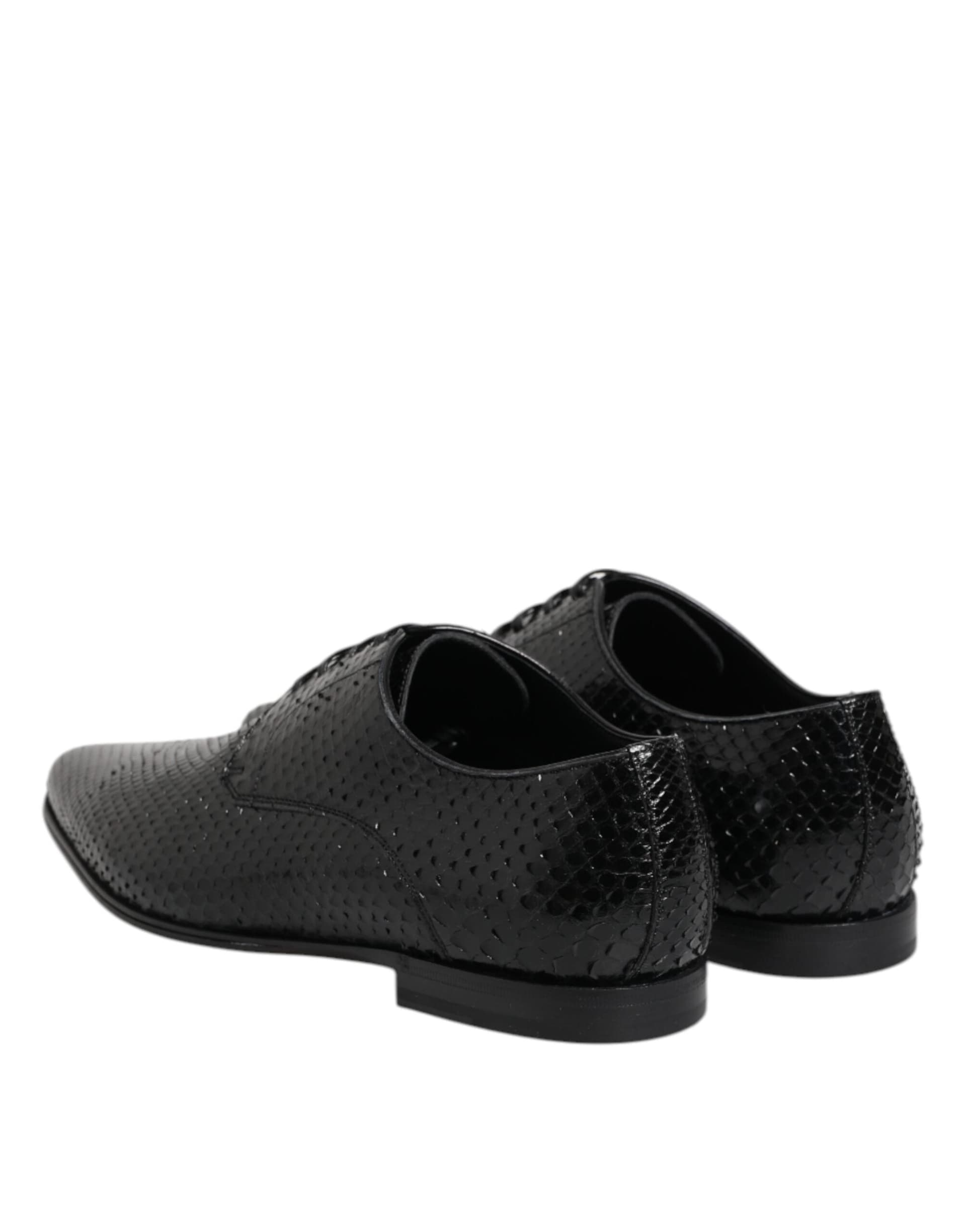 Dolce & Gabbana Black Exotic Leather Lace Up Derby Shoes - 4