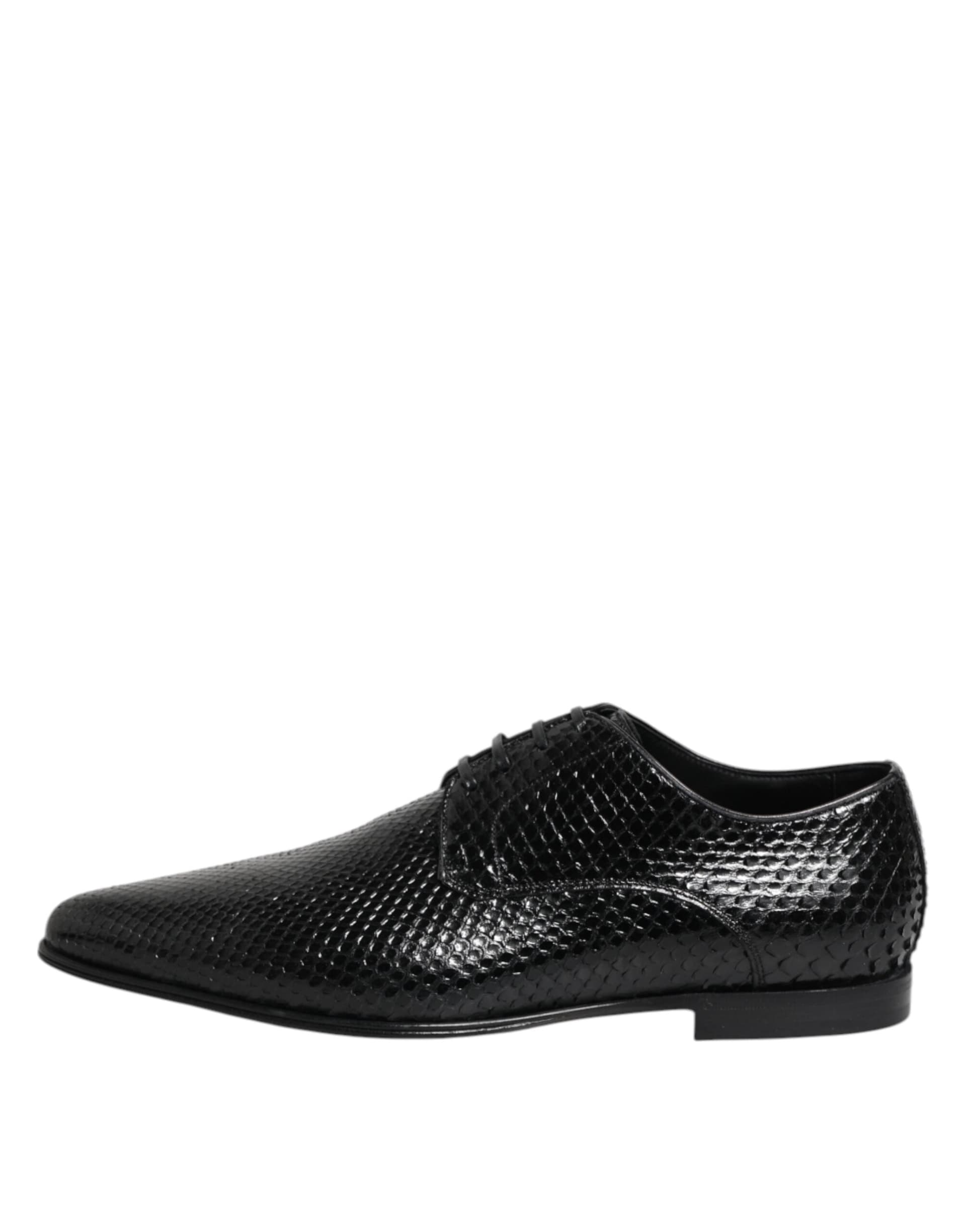 Dolce & Gabbana Black Exotic Leather Lace Up Derby Shoes - 5