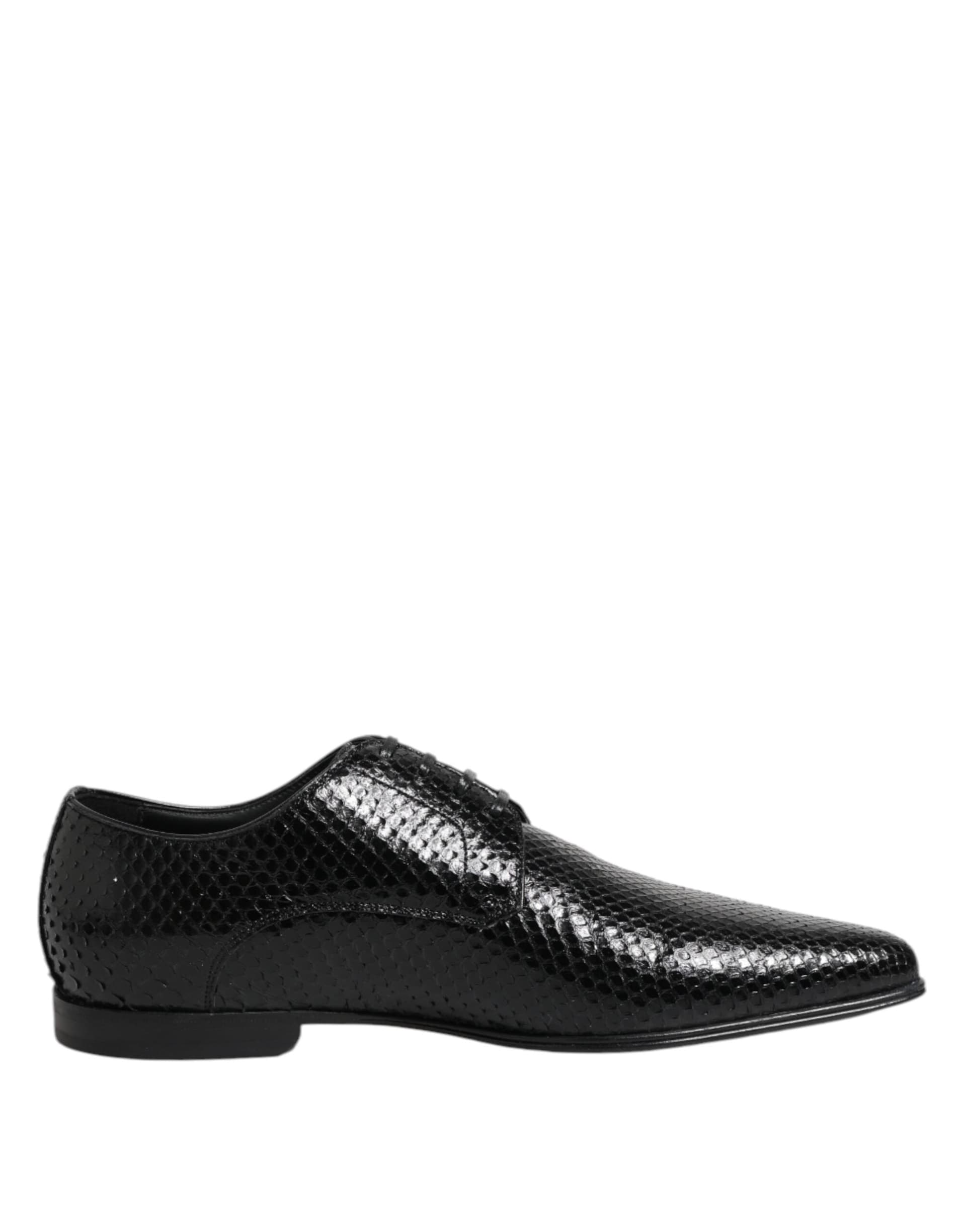 Dolce & Gabbana Black Exotic Leather Lace Up Derby Shoes - 6