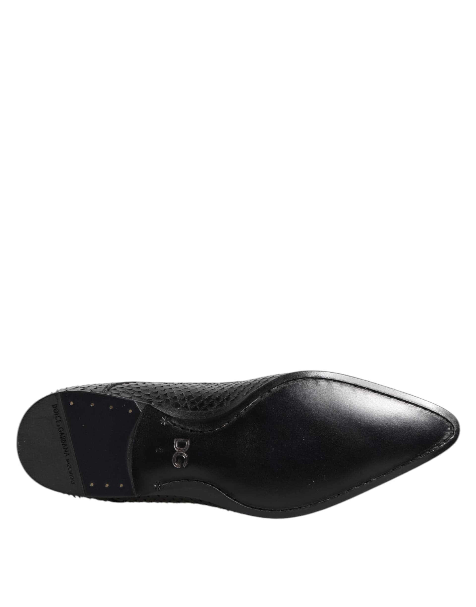 Dolce & Gabbana Black Exotic Leather Lace Up Derby Shoes - 8