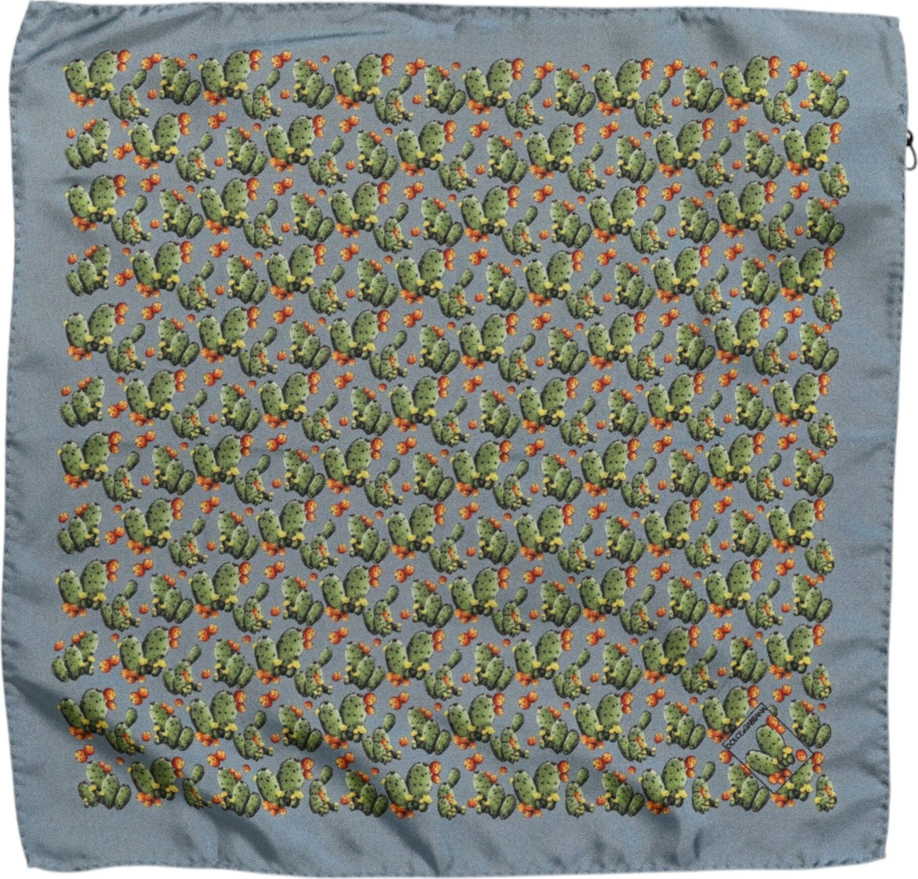 Dolce & Gabbana Gray Green Cactus Print Square Foulard Scarf - 2