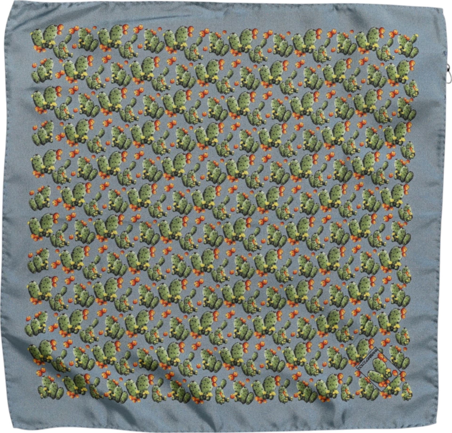 Dolce & Gabbana Gray Green Cactus Print Square Foulard Scarf - 3