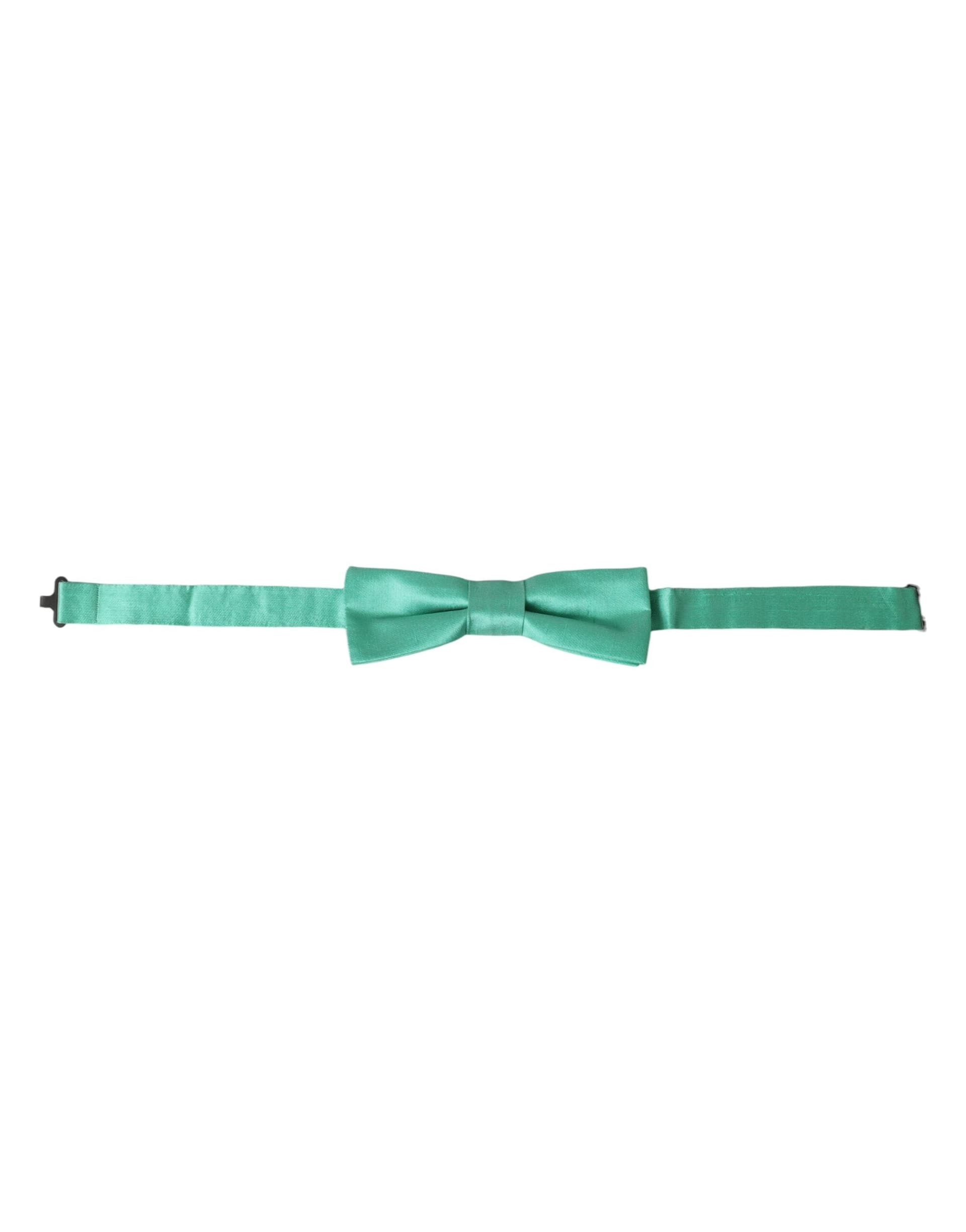 Dolce & Gabbana Mint Green Silk Adjustable Neck Men Bow Tie - 2