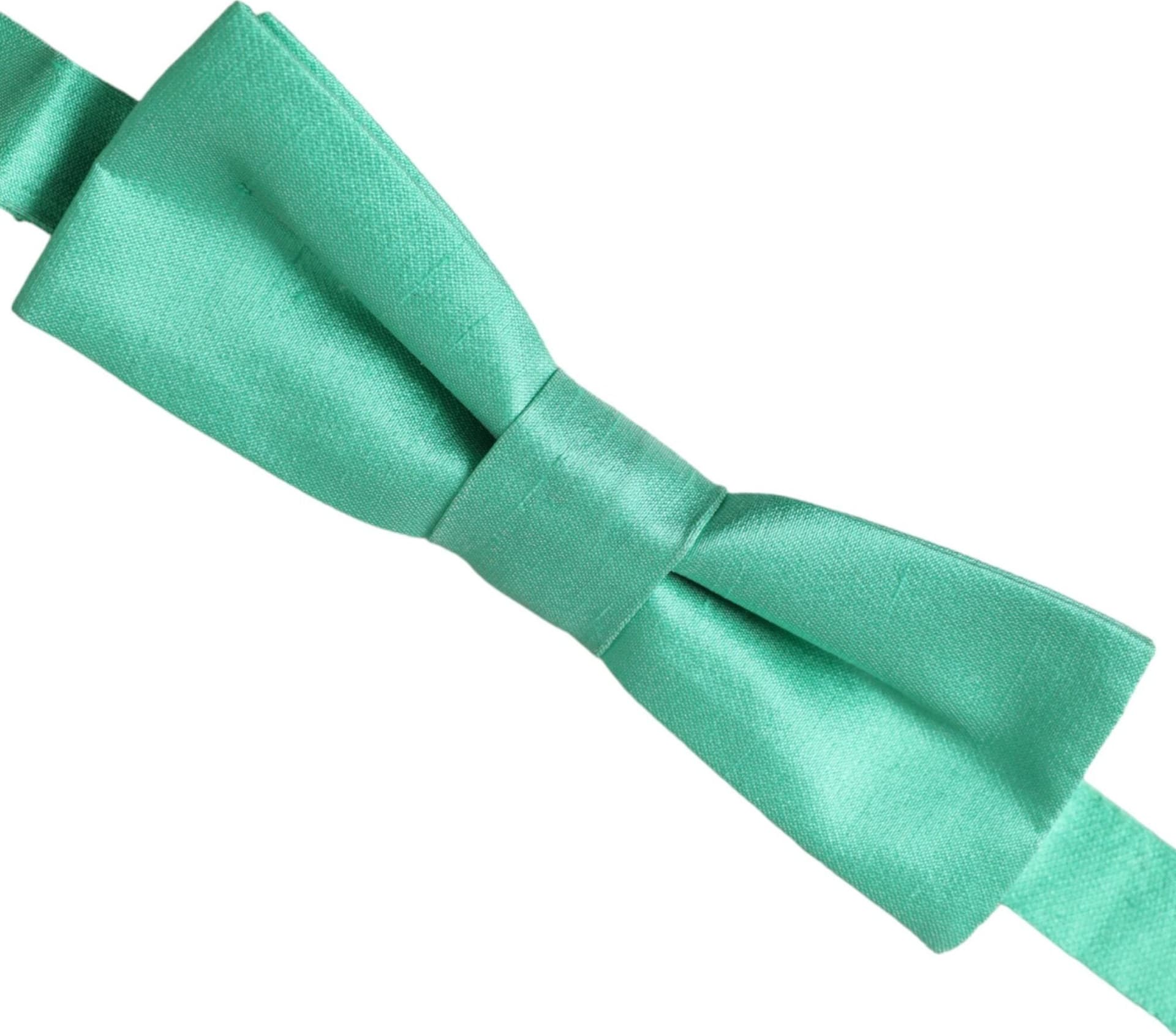 Dolce & Gabbana Mint Green Silk Adjustable Neck Men Bow Tie - 3