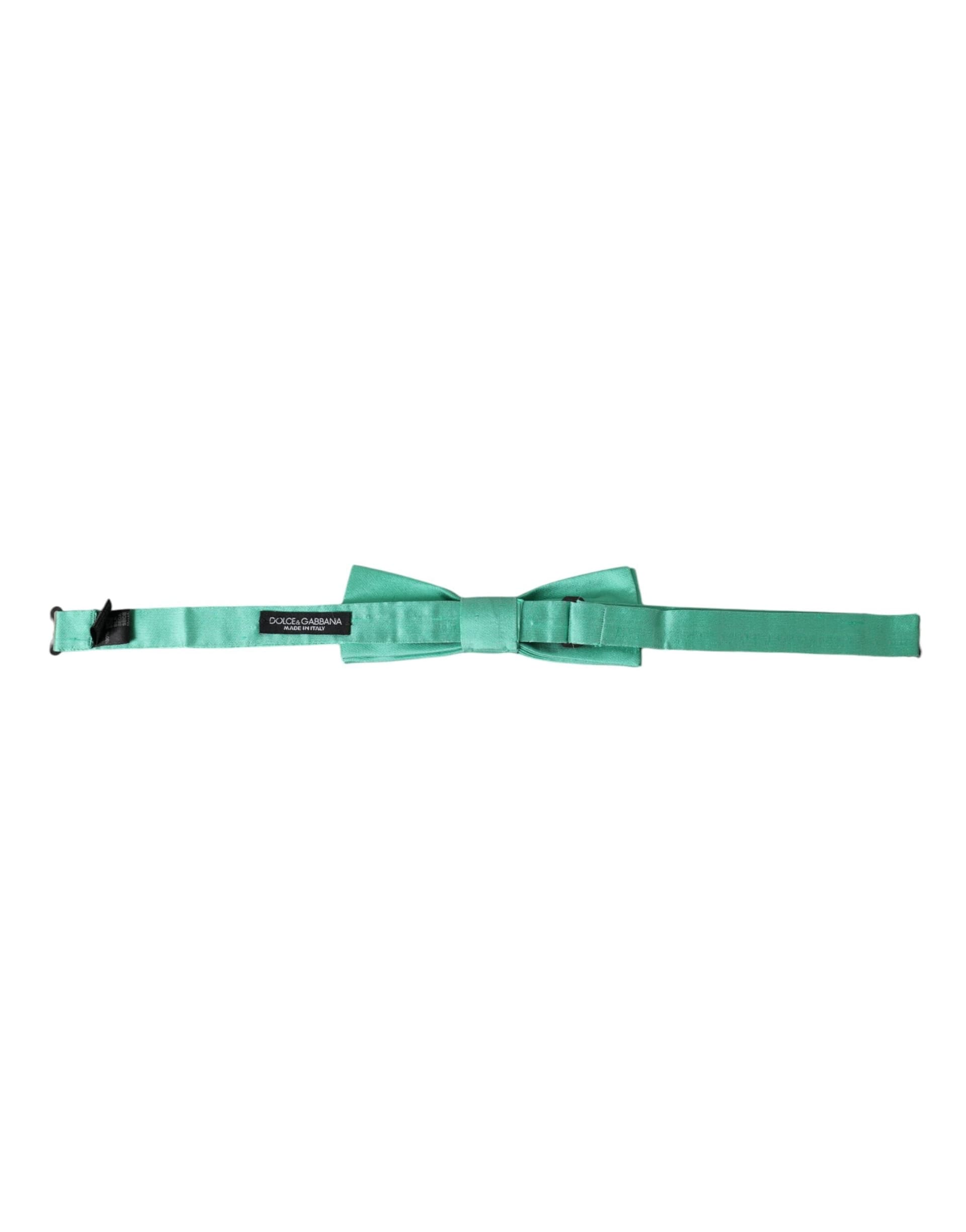 Dolce & Gabbana Mint Green Silk Adjustable Neck Men Bow Tie - 4