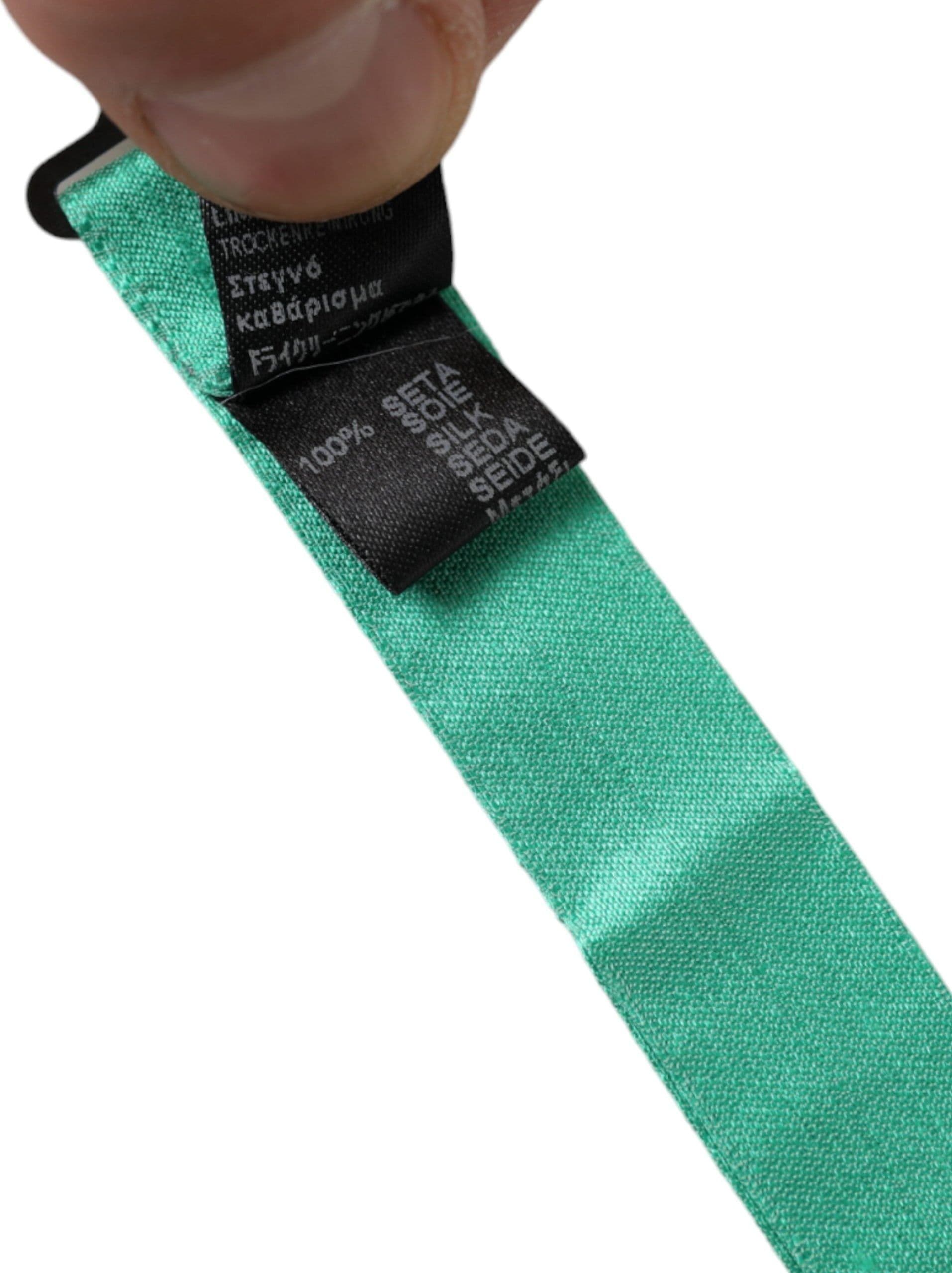Dolce & Gabbana Mint Green Silk Adjustable Neck Men Bow Tie - 5