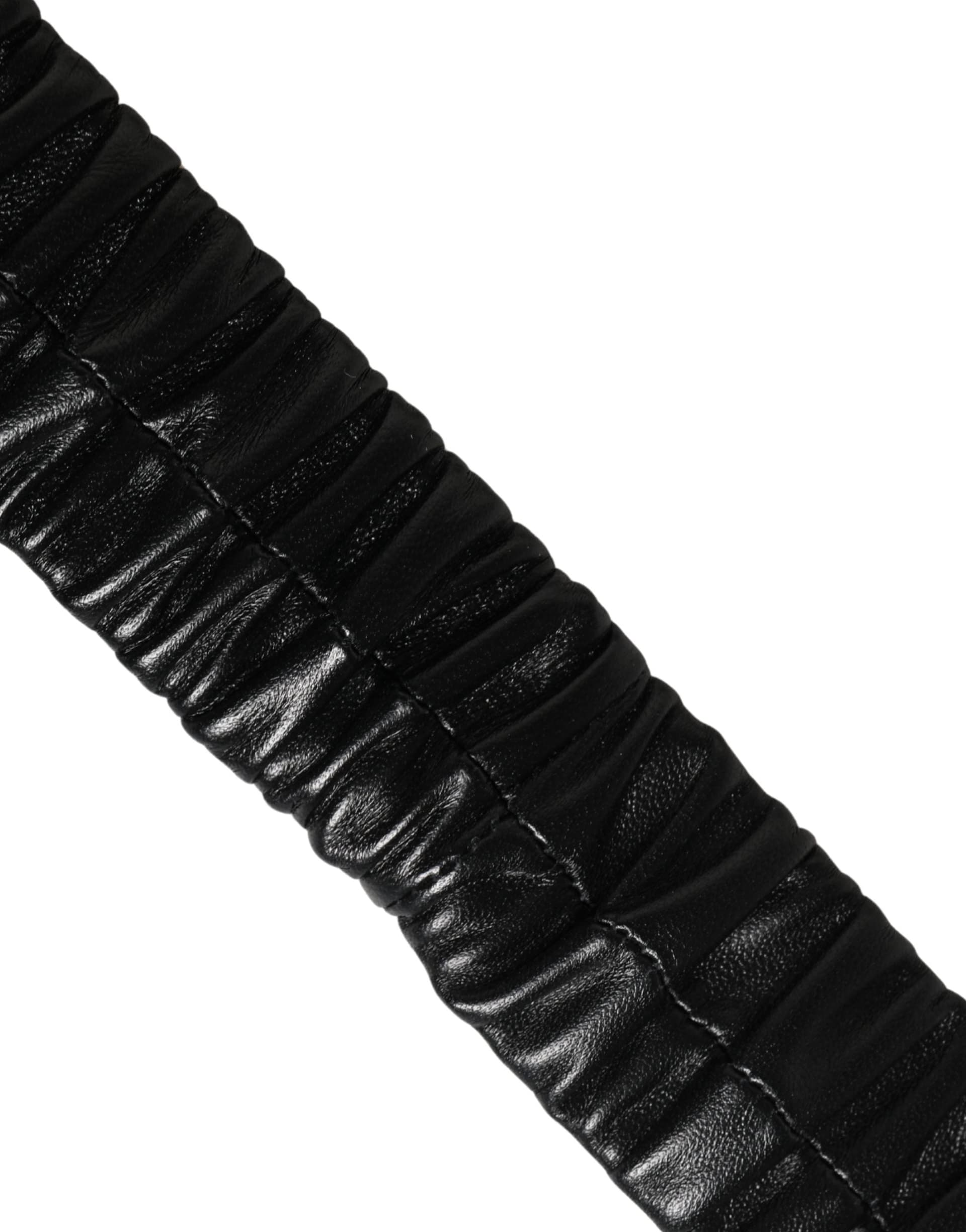 Dolce & Gabbana Black Leather Gold Heart Metal Buckle Belt - 6