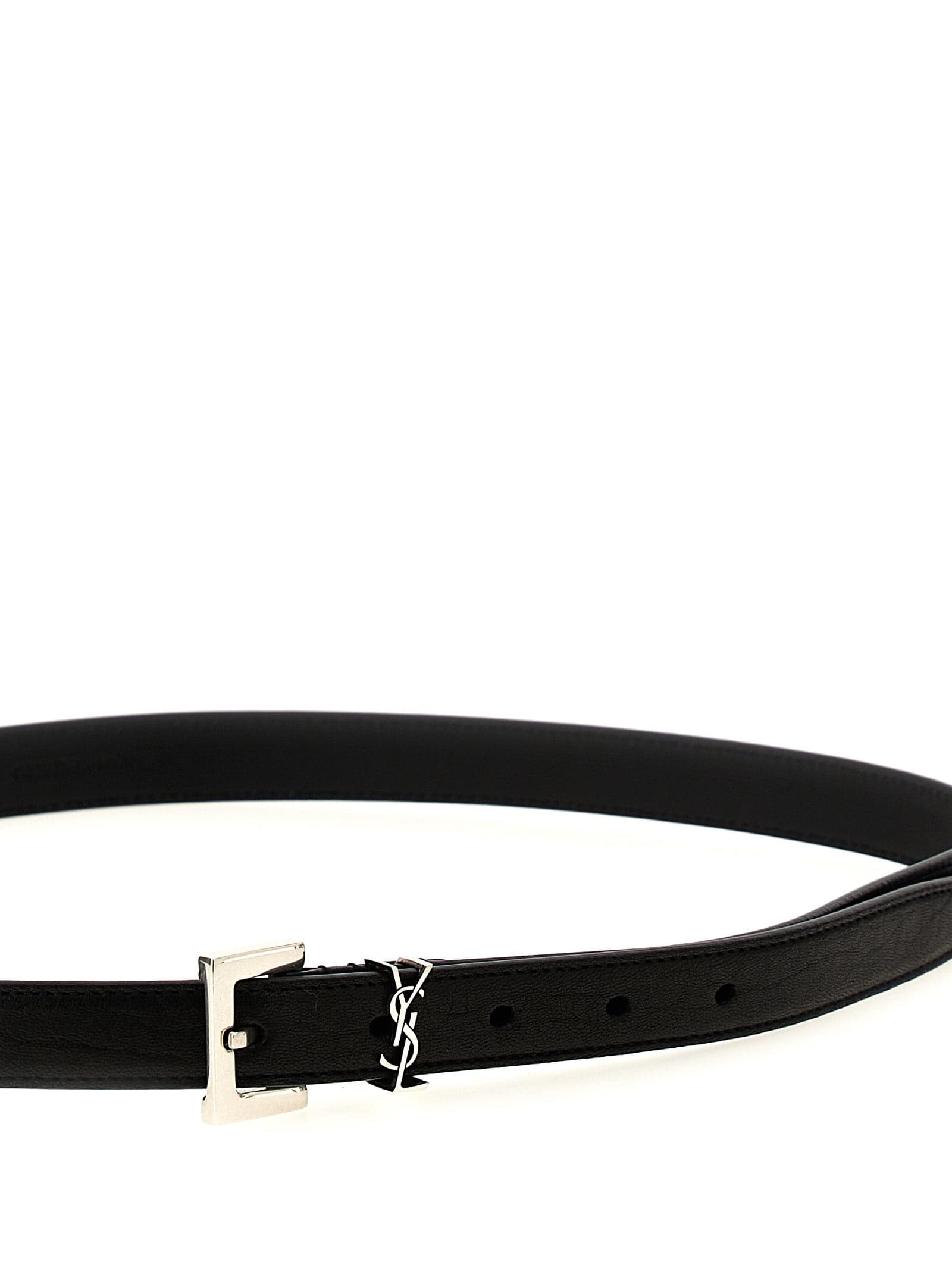 Saint Laurent Black Leather Regular Belt - 3