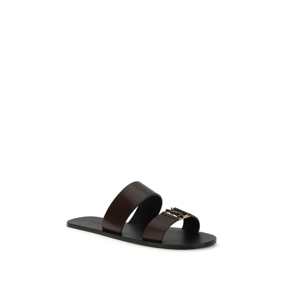 Saint Laurent Brown Calf Leather Bos Taurus Flat Sandals - 2