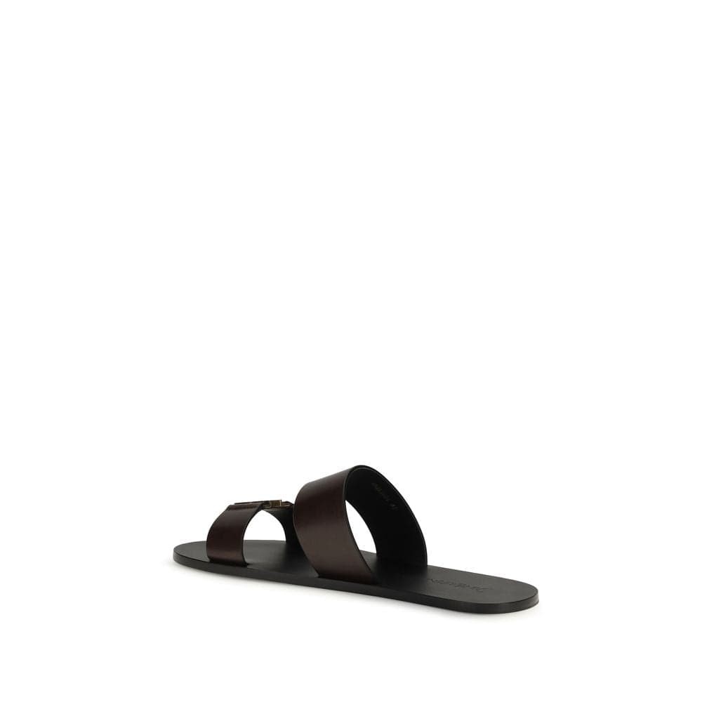 Saint Laurent Brown Calf Leather Bos Taurus Flat Sandals - 3