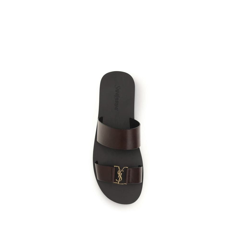 Saint Laurent Brown Calf Leather Bos Taurus Flat Sandals - 4