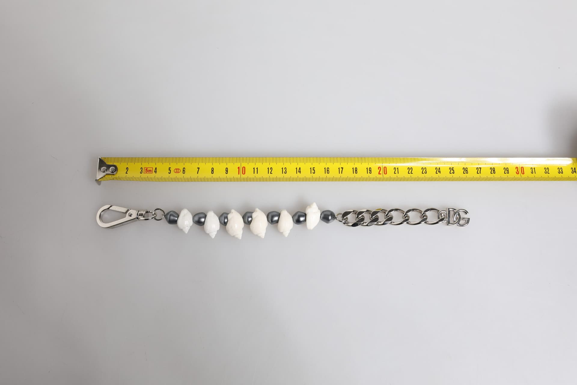 Dolce & Gabbana Silver Tone Brass Beaded Shell DG Logo Pendant Bracelet - 6