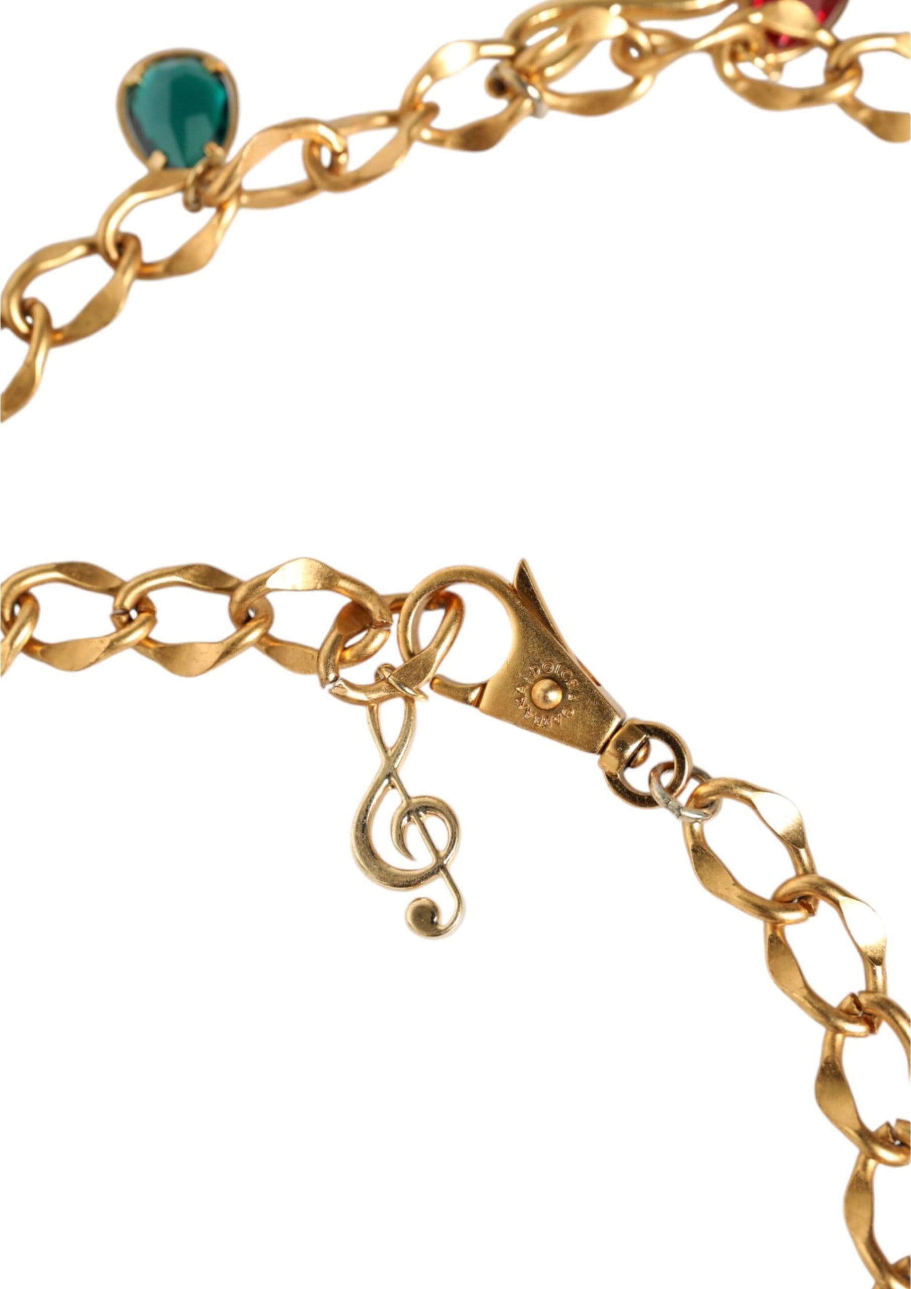 Dolce & Gabbana Gold Tone Brass Fruity Crystal Embellished Waist Chain Belt - 6