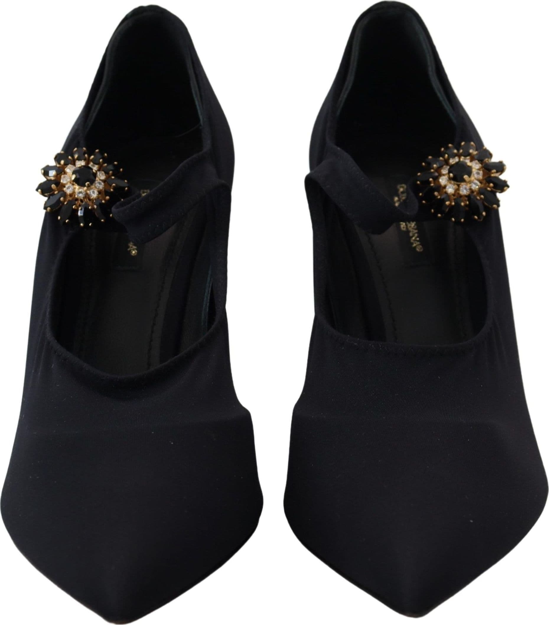 Dolce & Gabbana Black Socks Stretch Crystal Pumps Shoes - 6