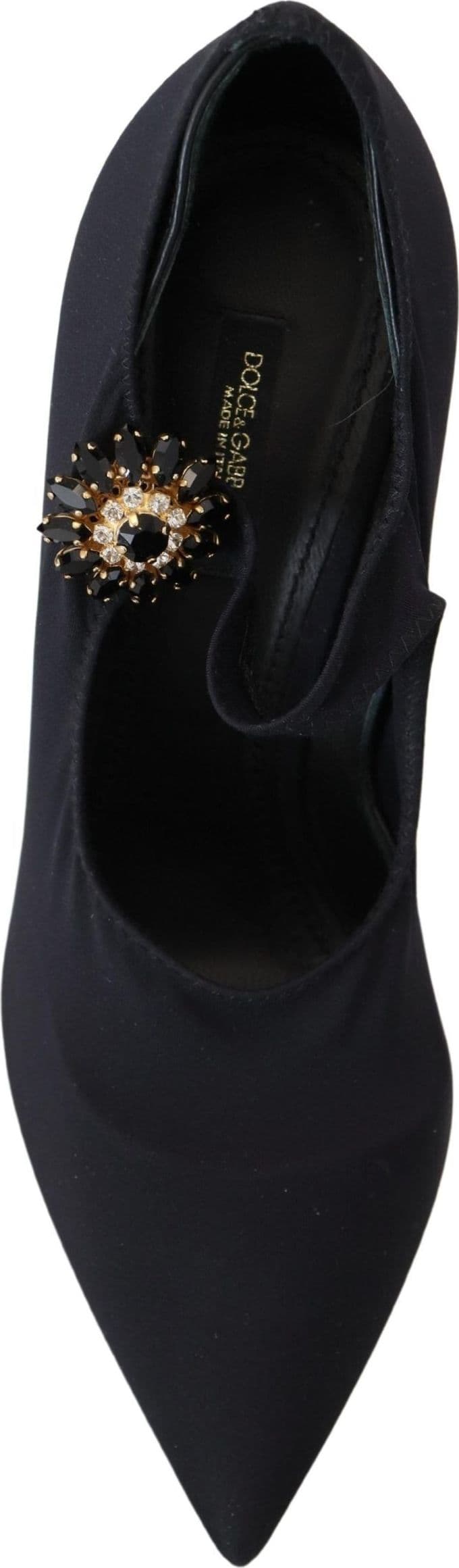 Dolce & Gabbana Black Socks Stretch Crystal Pumps Shoes - 7