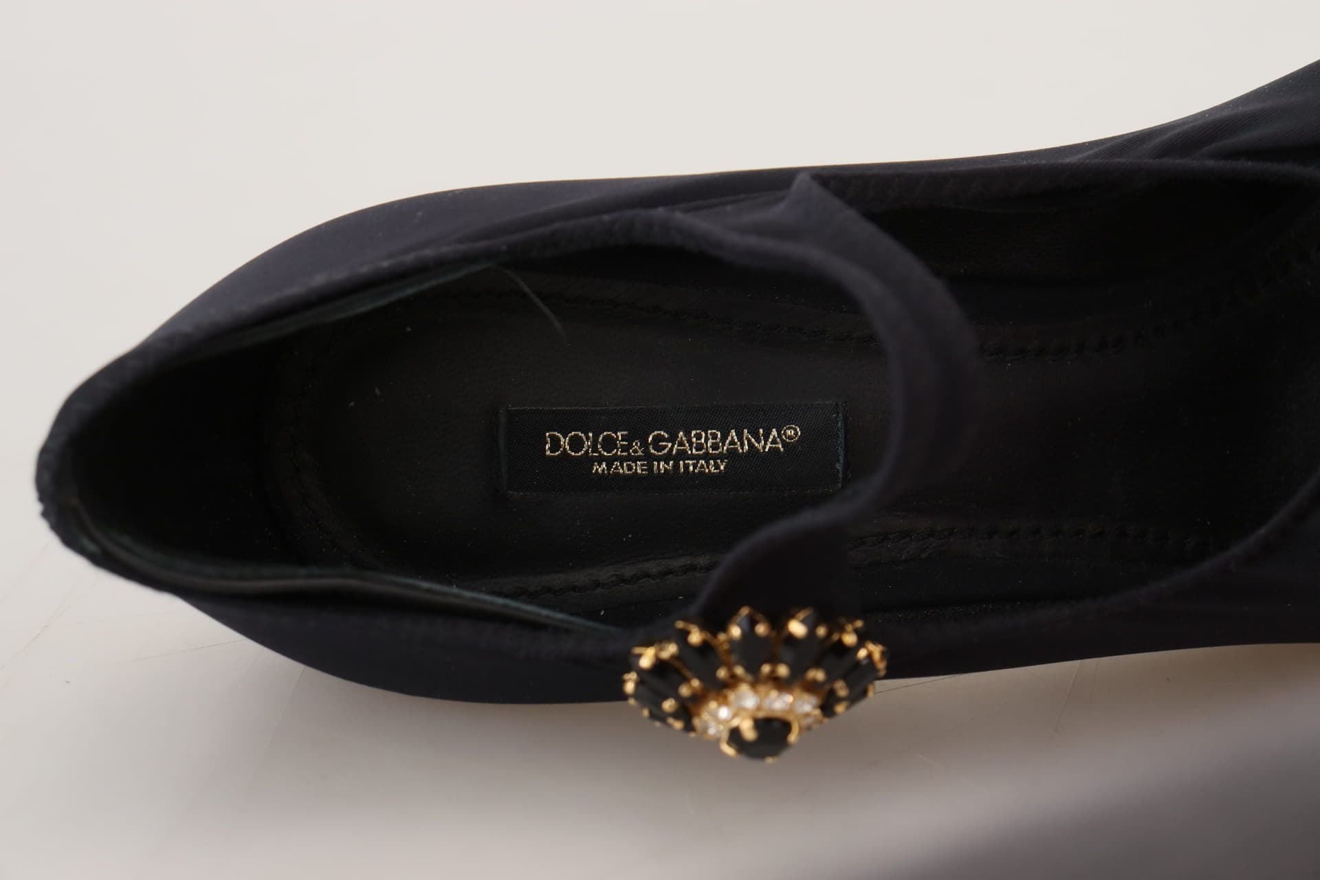 Dolce & Gabbana Black Socks Stretch Crystal Pumps Shoes - 8