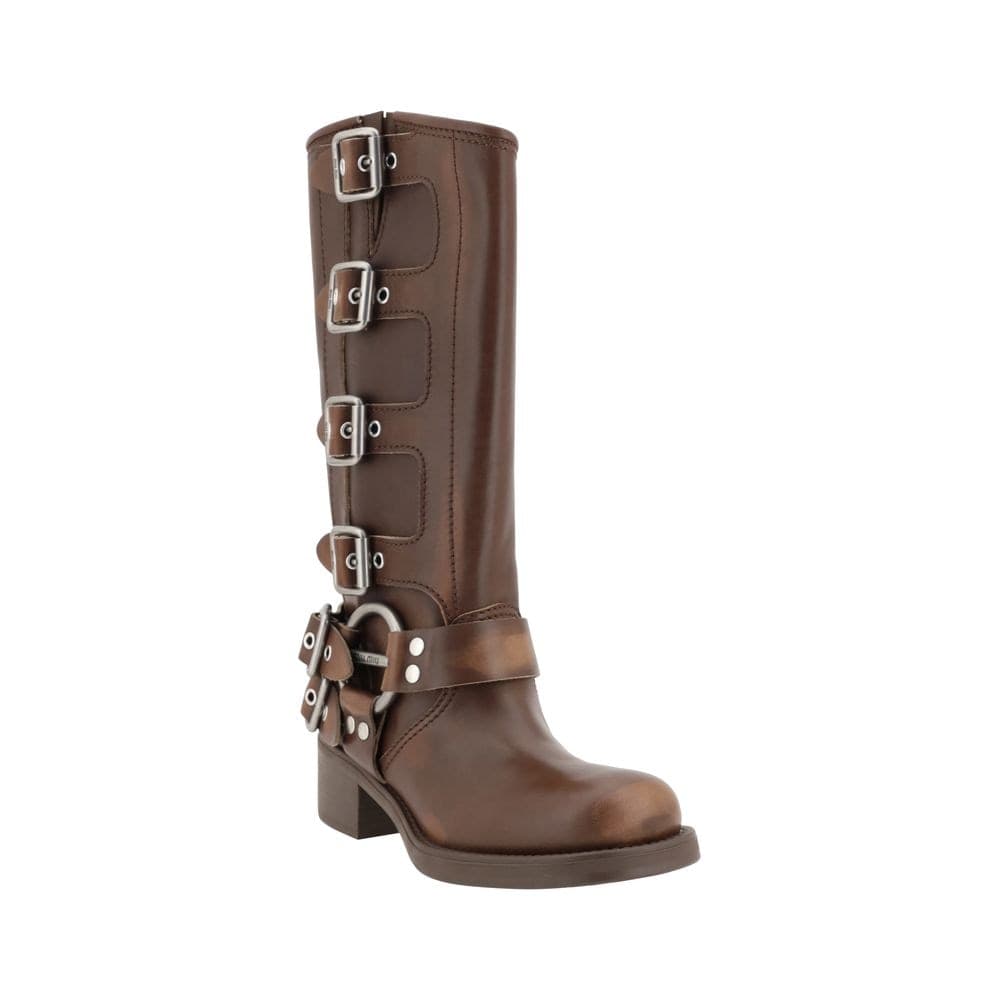 Miu Miu Brown Calf Leather Bos Taurus Lace-Up Boots - 2