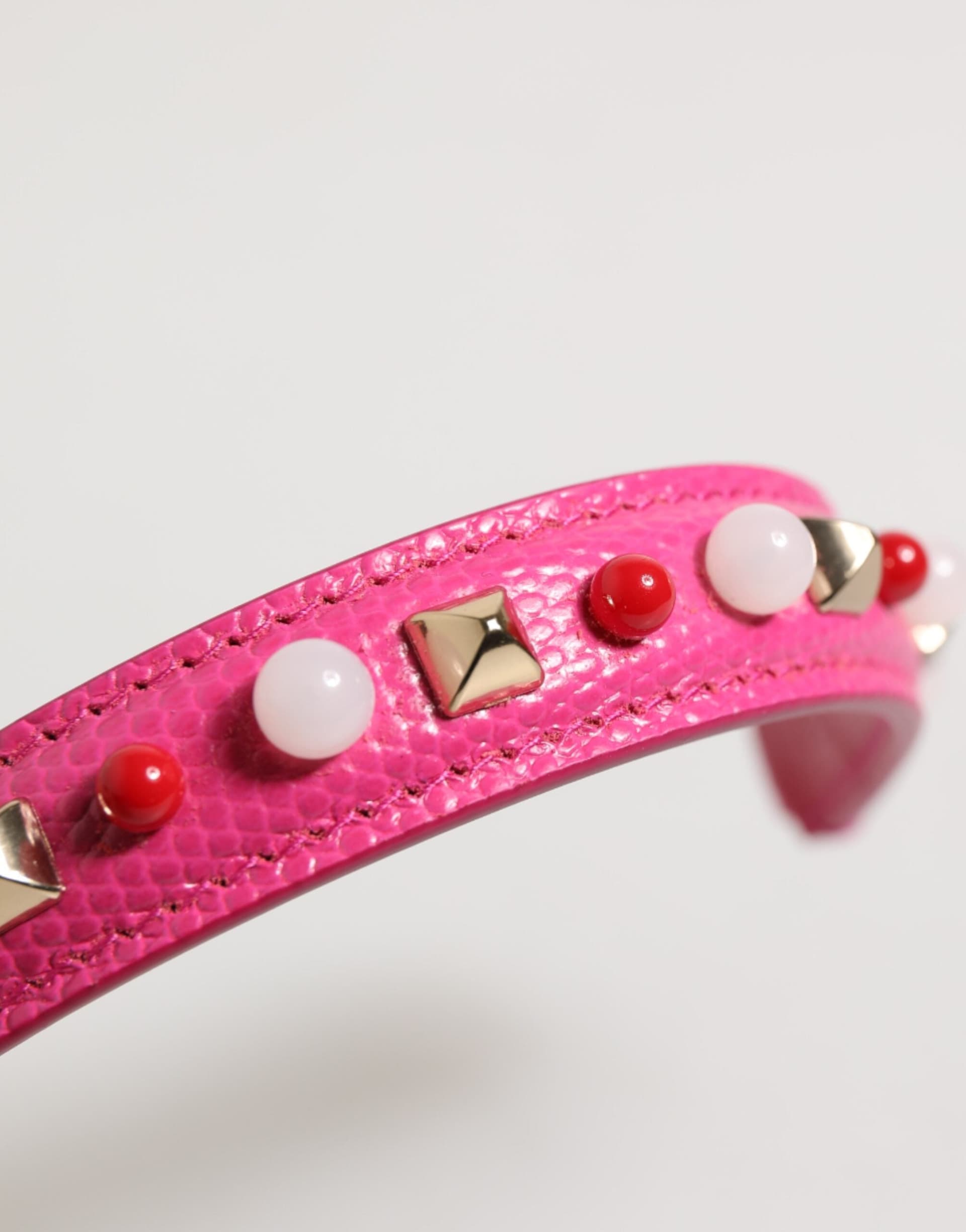 Dolce & Gabbana Pink Embellished Leather Bag Handle Women Shoulder Strap - 6