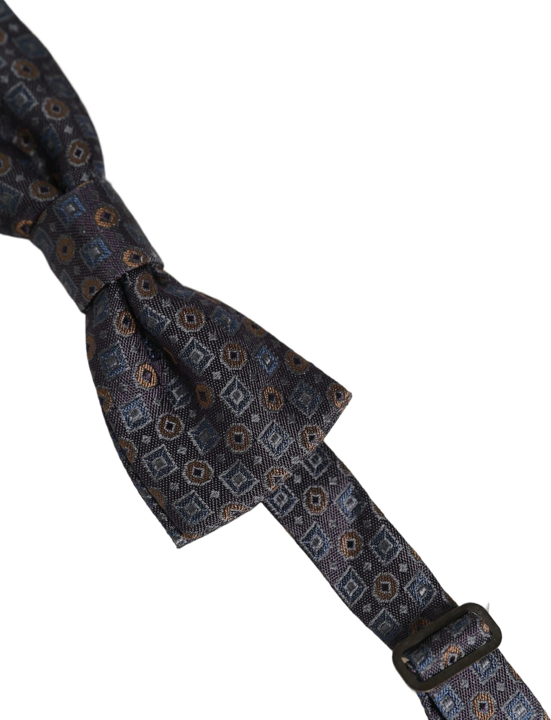 Dolce & Gabbana Men Dark Gray Geometric Adjustable Neck Bow Tie - 2