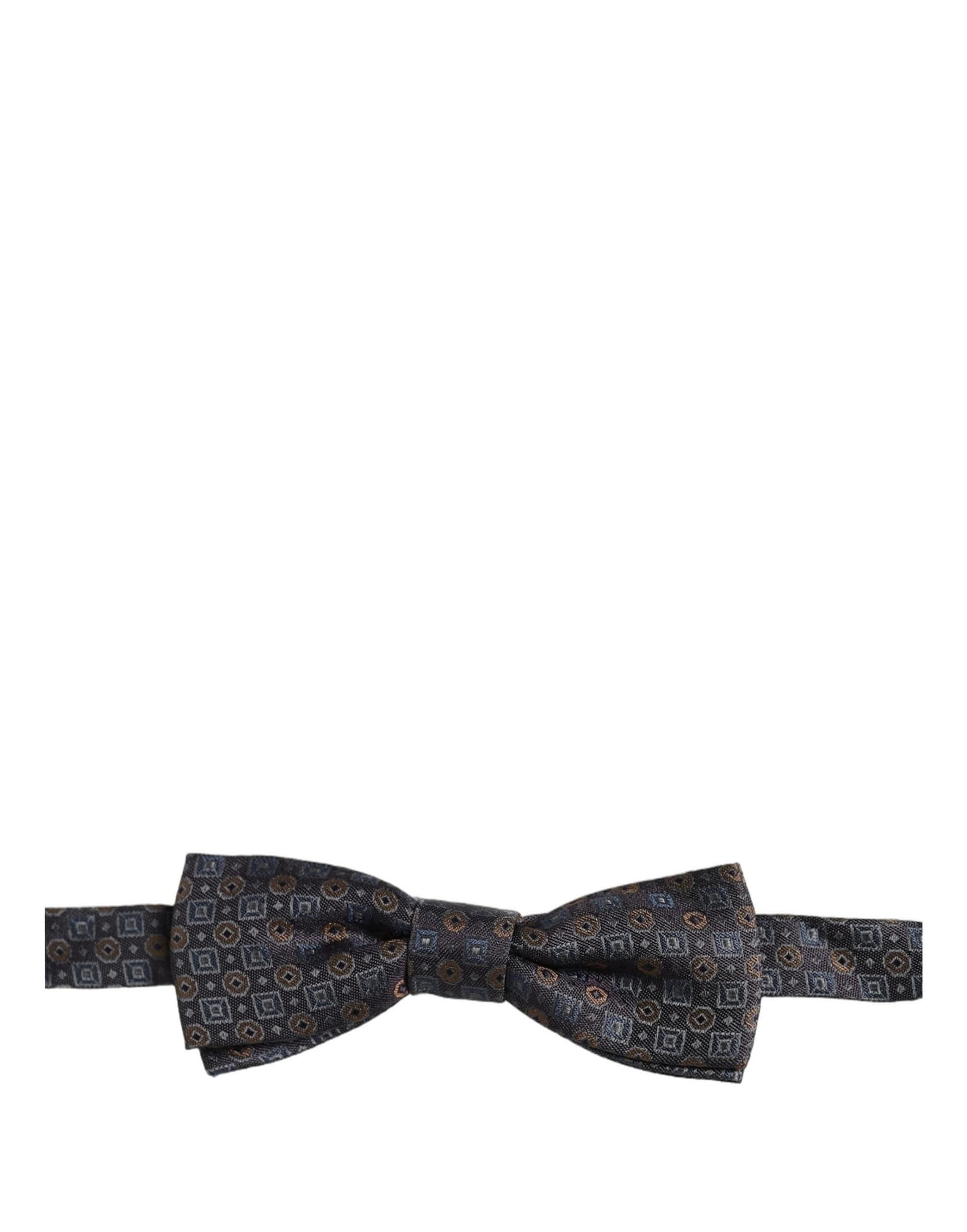 Dolce & Gabbana Men Dark Gray Geometric Adjustable Neck Bow Tie - 4