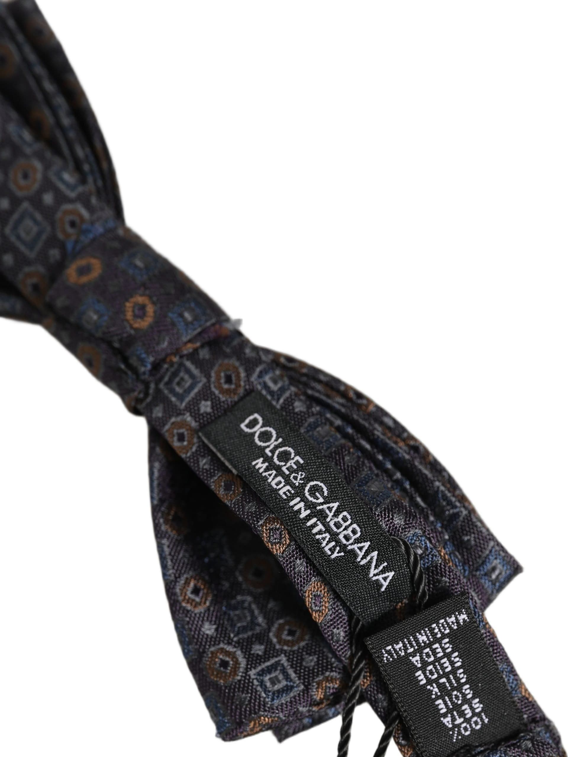 Dolce & Gabbana Men Dark Gray Geometric Adjustable Neck Bow Tie - 5