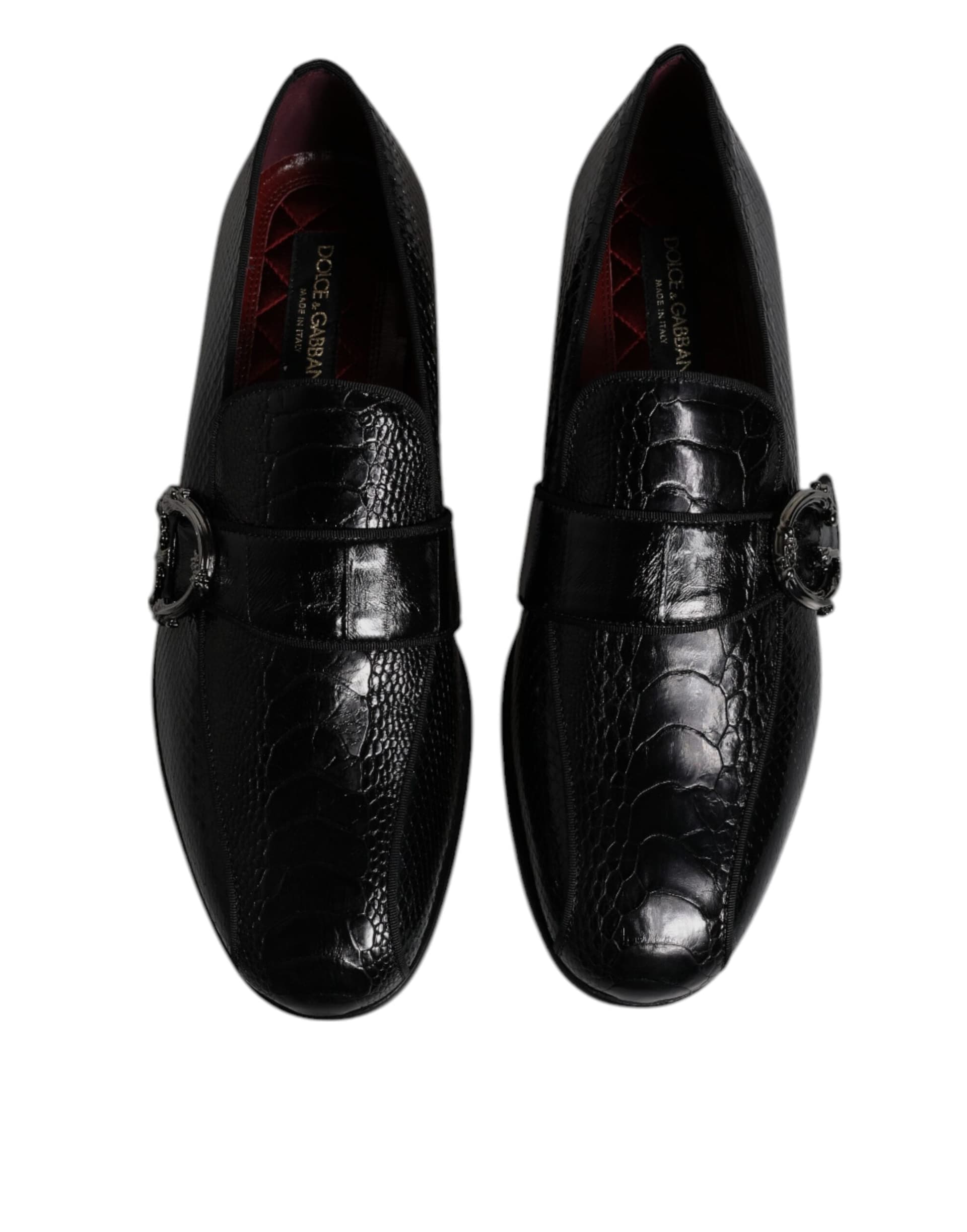 Dolce & Gabbana Black Exotic Leather DG Logo Loafers Formal Dress Shoes - 2