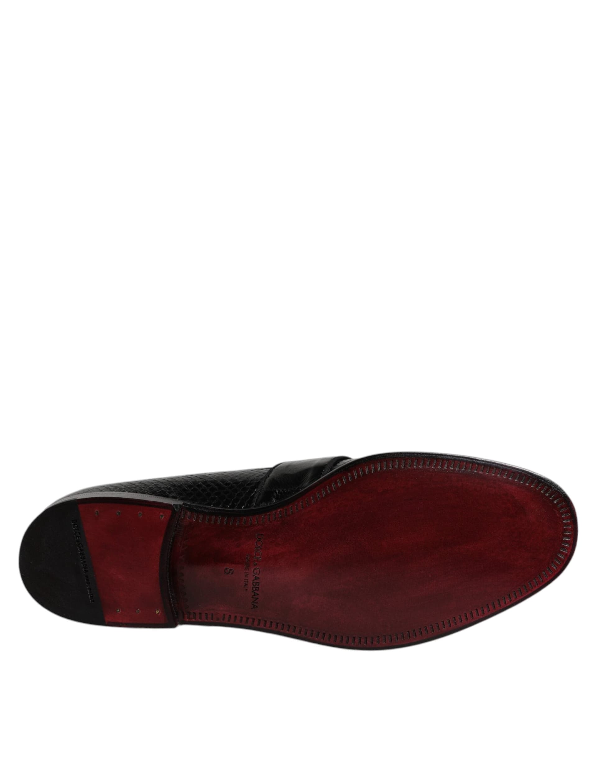 Dolce & Gabbana Black Exotic Leather DG Logo Loafers Formal Dress Shoes - 7