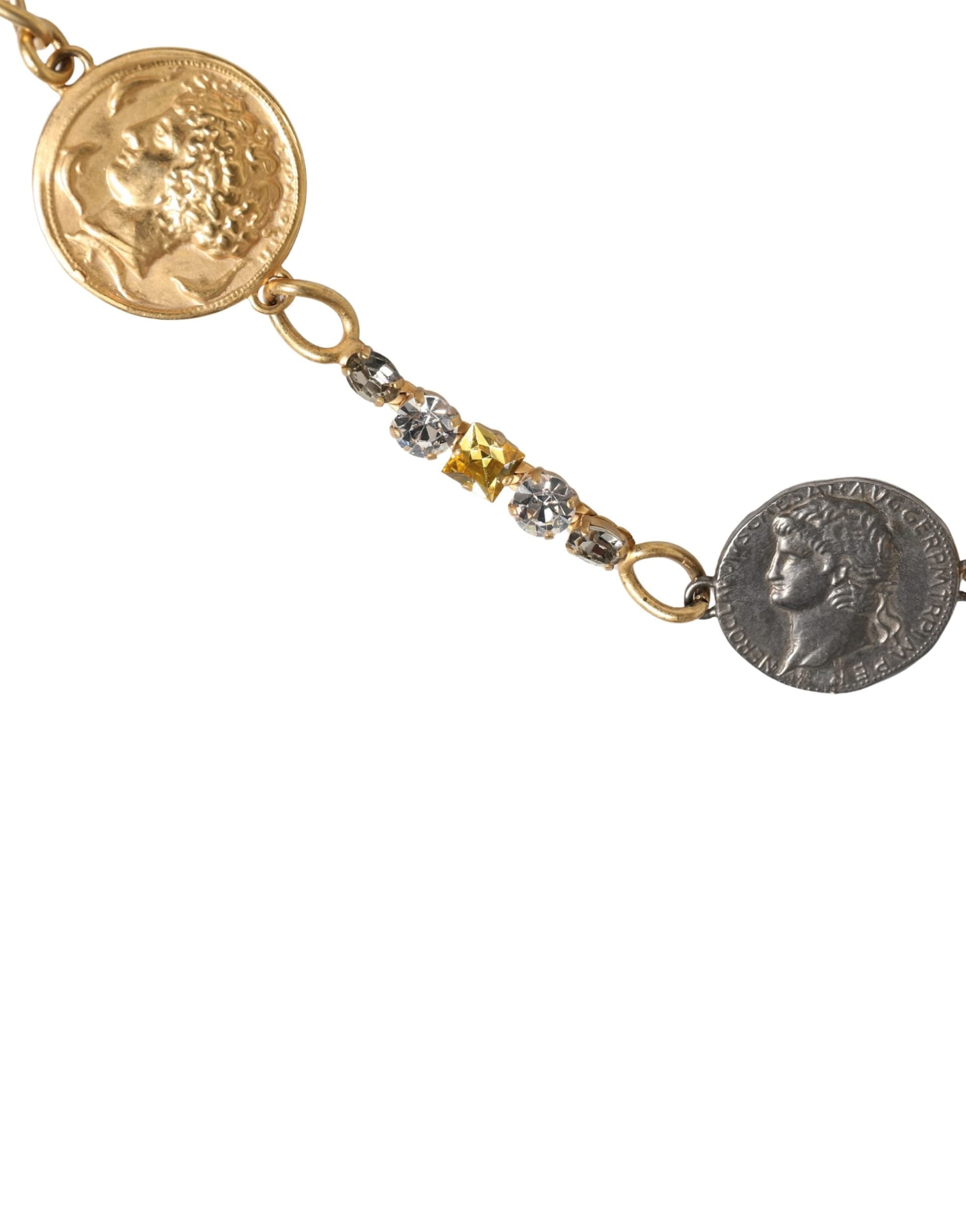 Dolce & Gabbana Gold Brass Chain Coin Embellished Metal Buckle Belt - 5