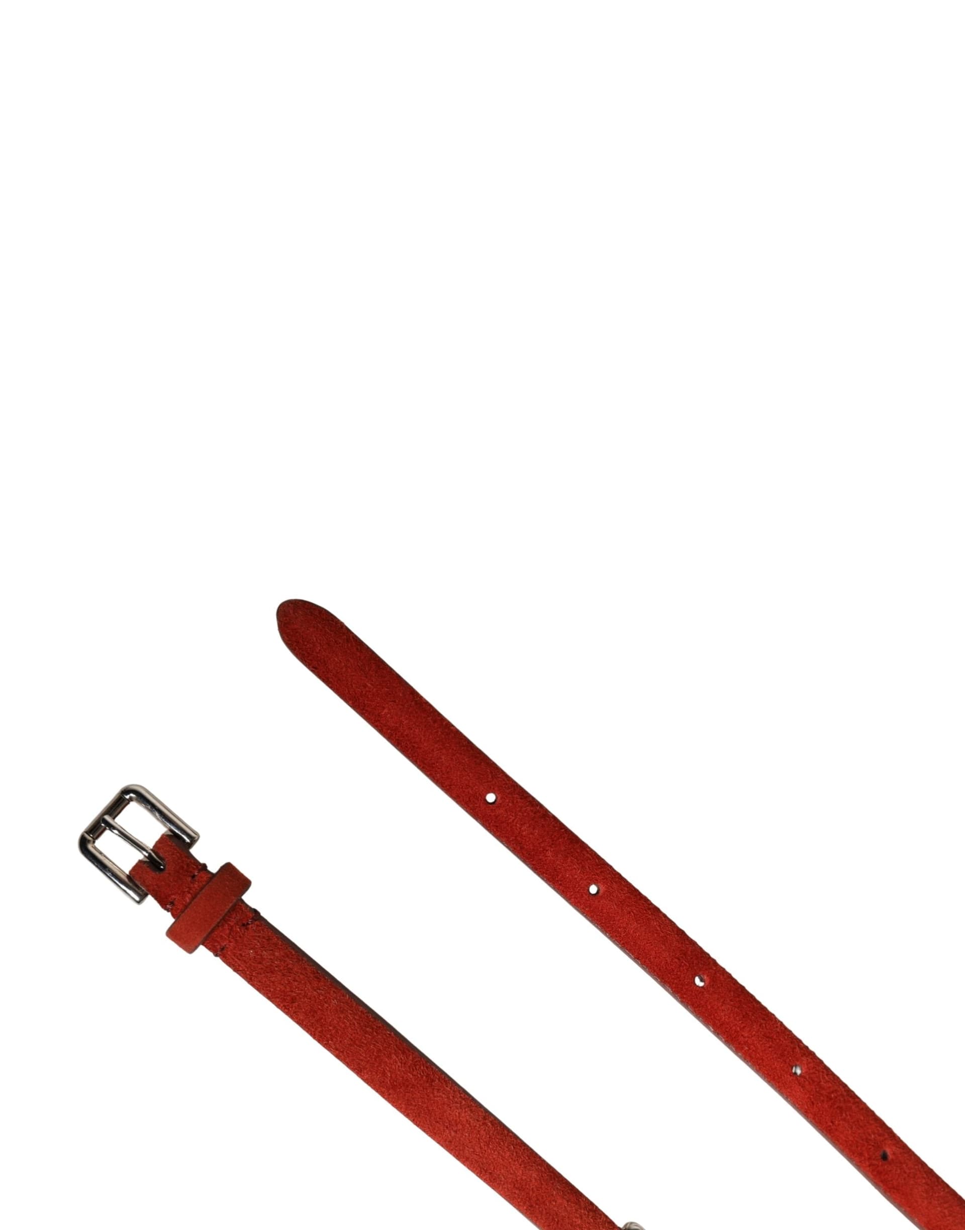 Dolce & Gabbana Red Velvet Crystals Chain Embellished Belt - 7
