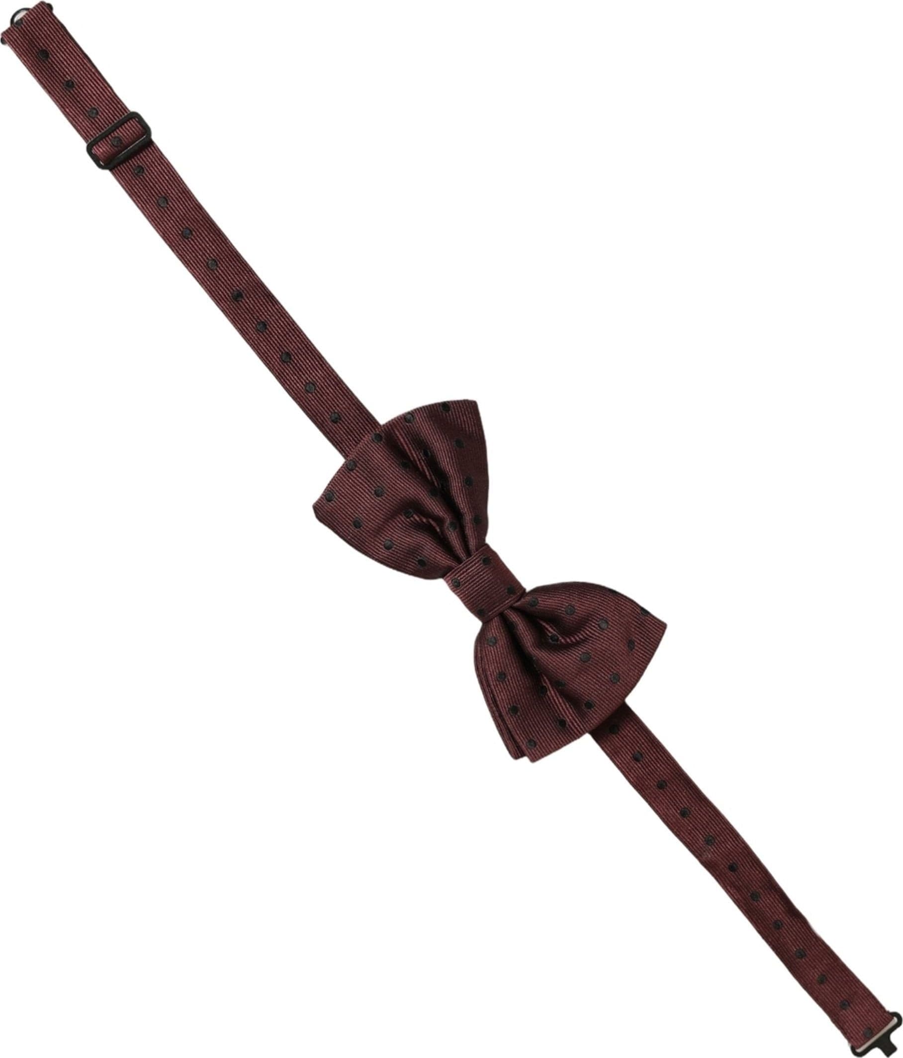 Dolce & Gabbana Burgundy Polka Dot Silk Adjustable Neck Papillon Bow Tie - 2