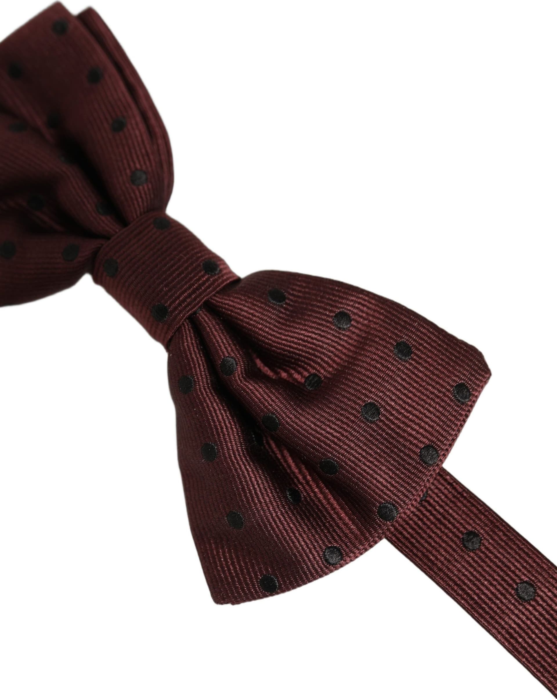 Dolce & Gabbana Burgundy Polka Dot Silk Adjustable Neck Papillon Bow Tie - 3