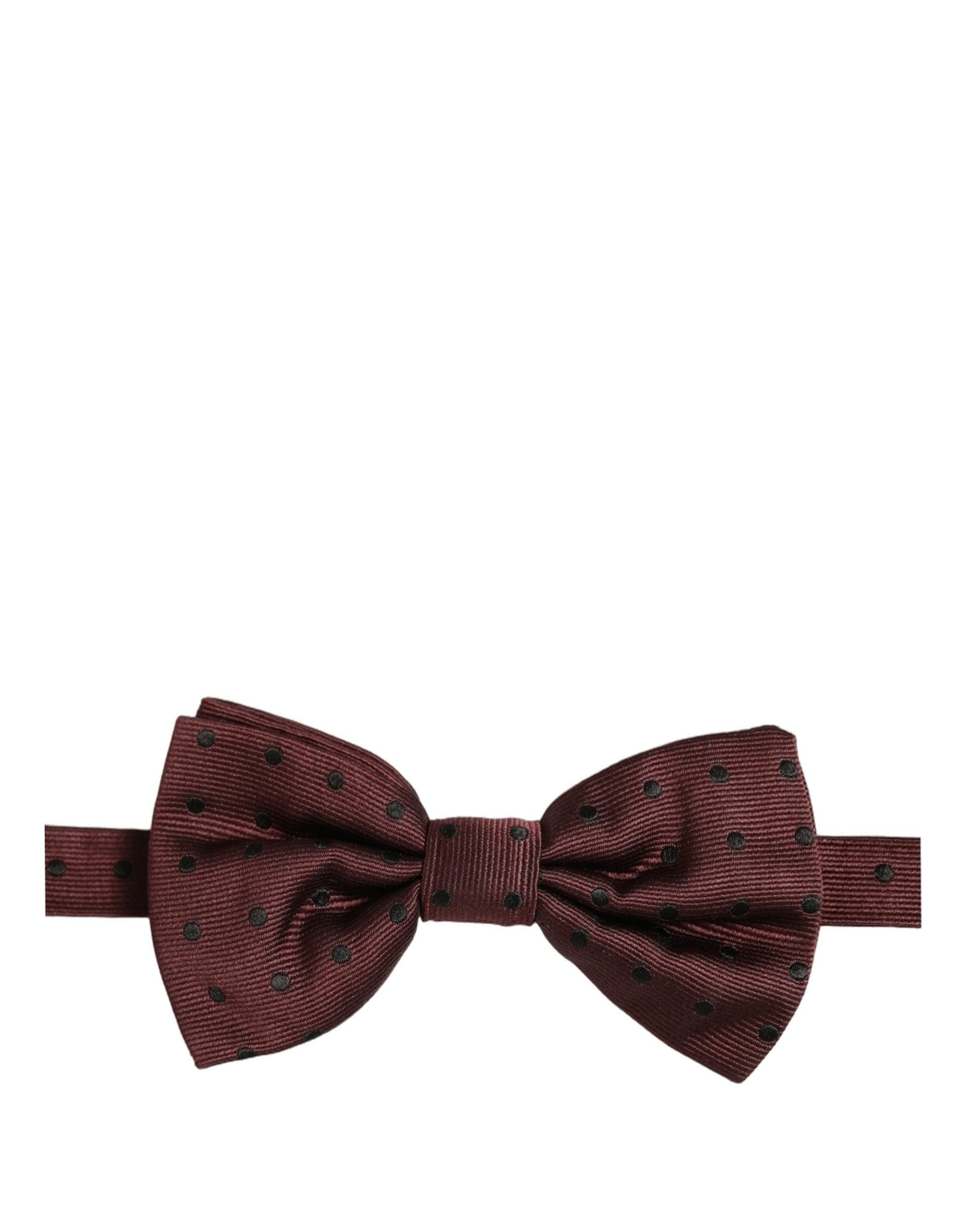 Dolce & Gabbana Burgundy Polka Dot Silk Adjustable Neck Papillon Bow Tie - 5