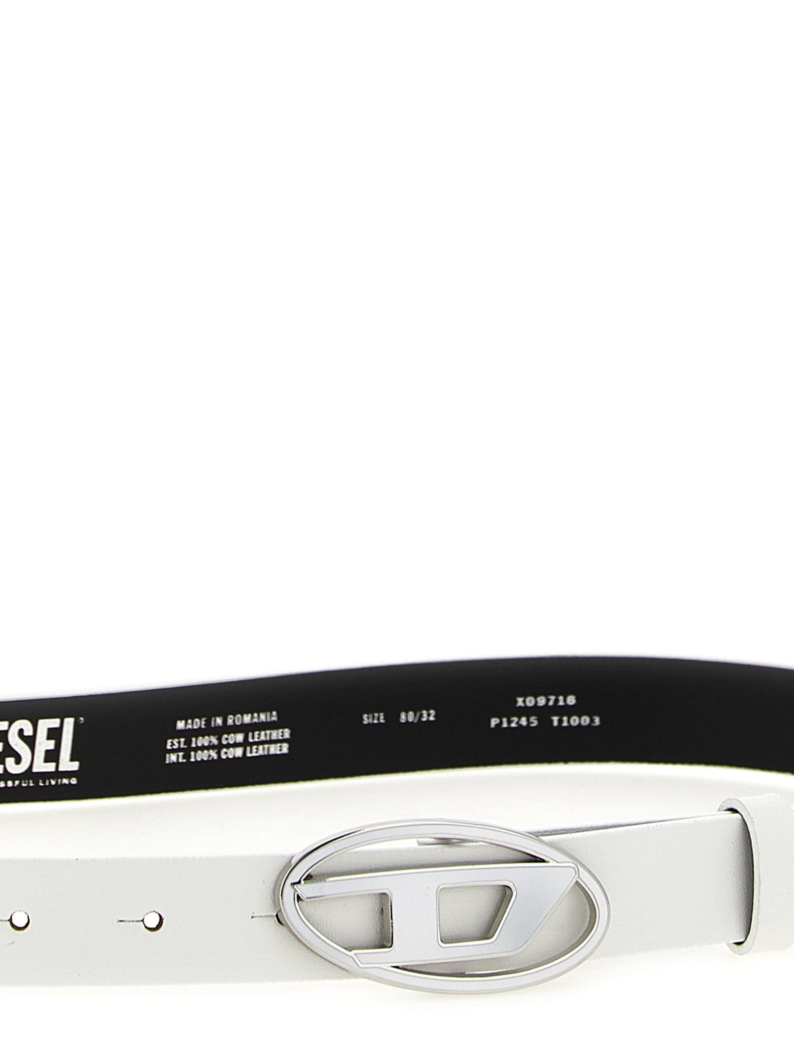 Diesel White Leather Regular Belt - 3