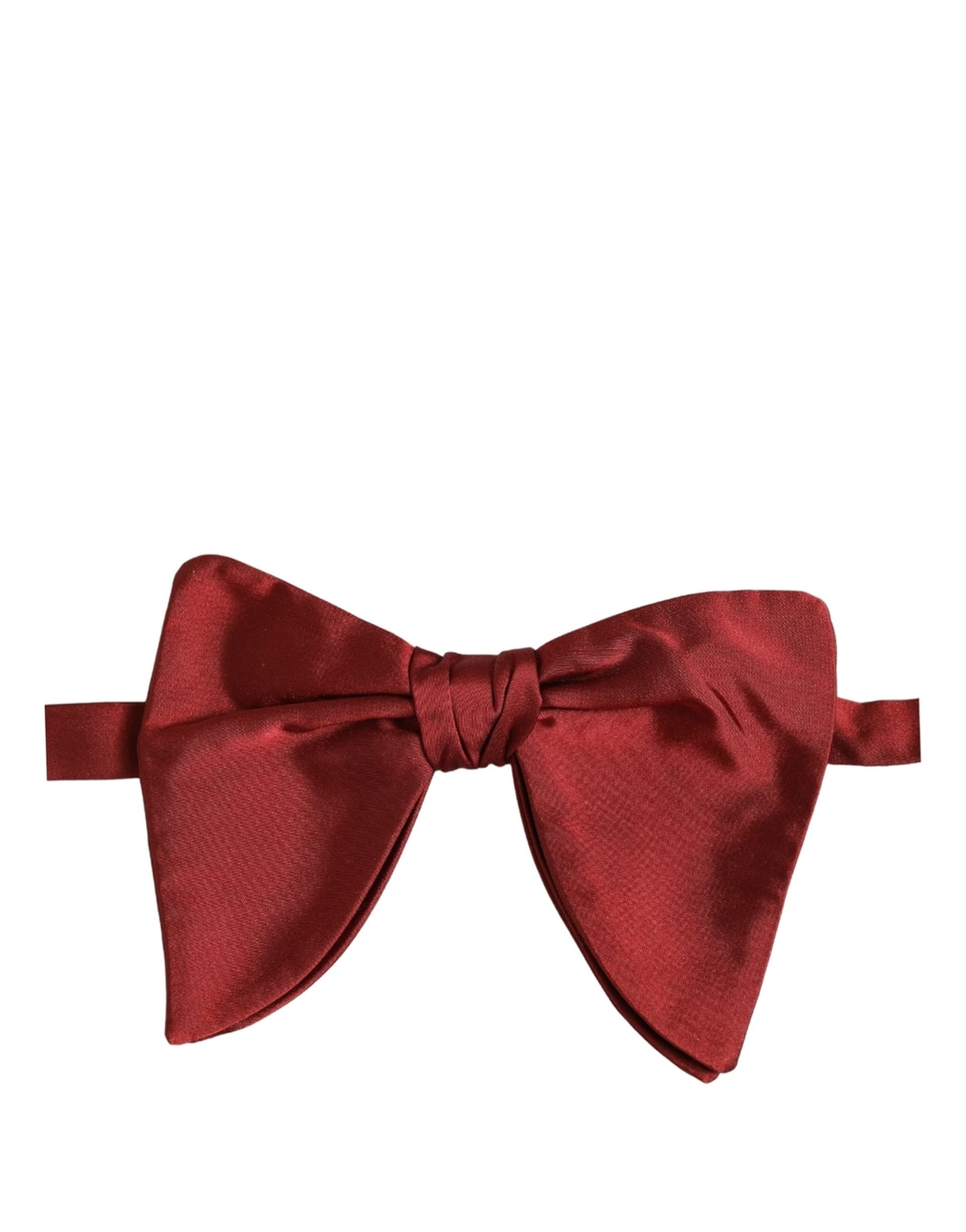 Dolce & Gabbana Men Red 100% Silk Adjustable Neck Papillon Bow Tie - 2