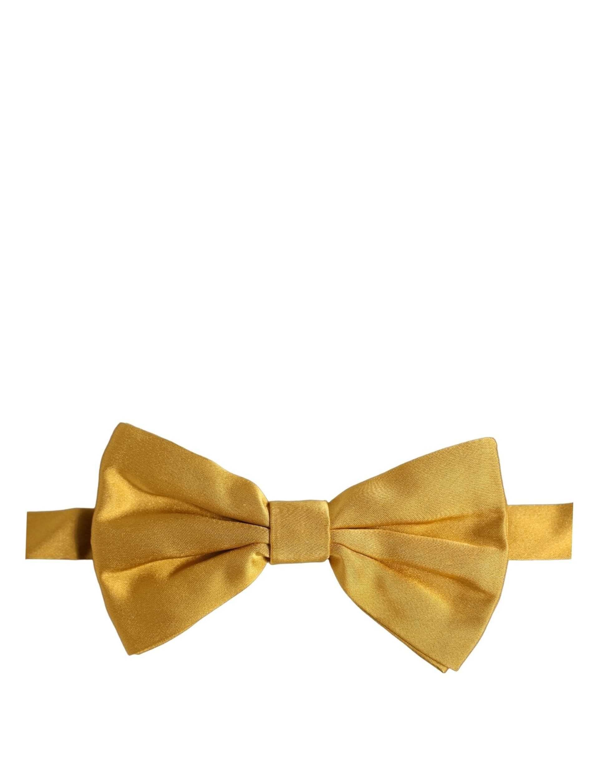 Dolce & Gabbana Men Yellow 100% Silk Adjustable Neck Papillon Bow Tie - 2