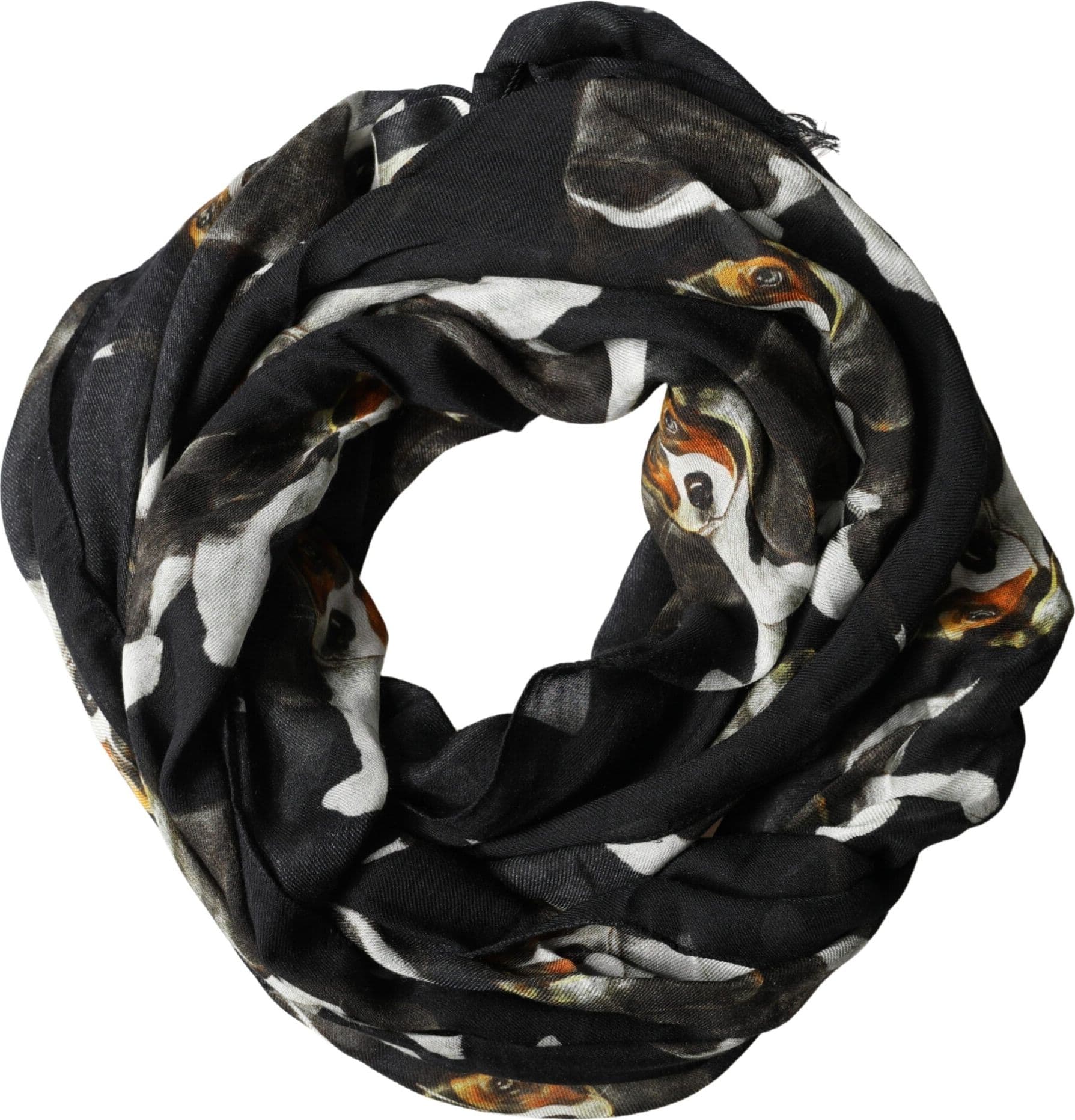Dolce & Gabbana Black Dog Print Modal Wool Wrap Foulard 178cm X 63cm Scarf - 4