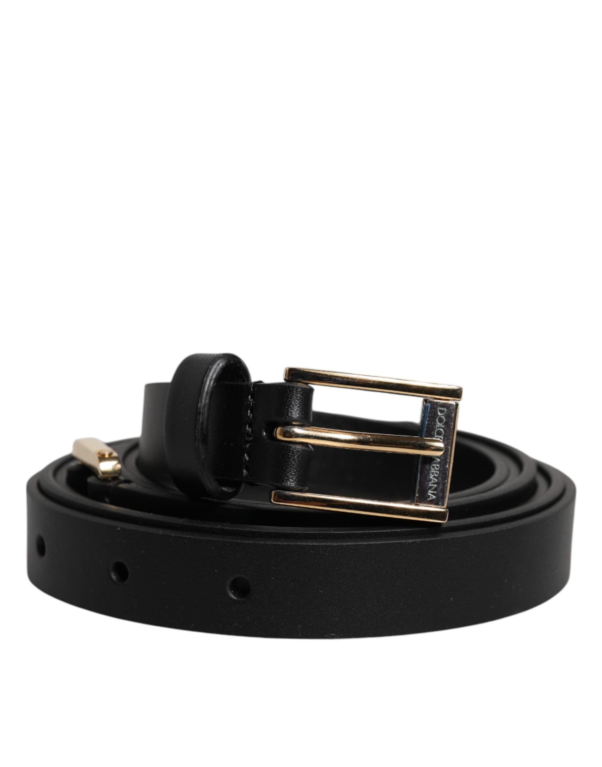 Dolce & Gabbana Black Calfskin Classic Metal Logo Buckle Belt - 2