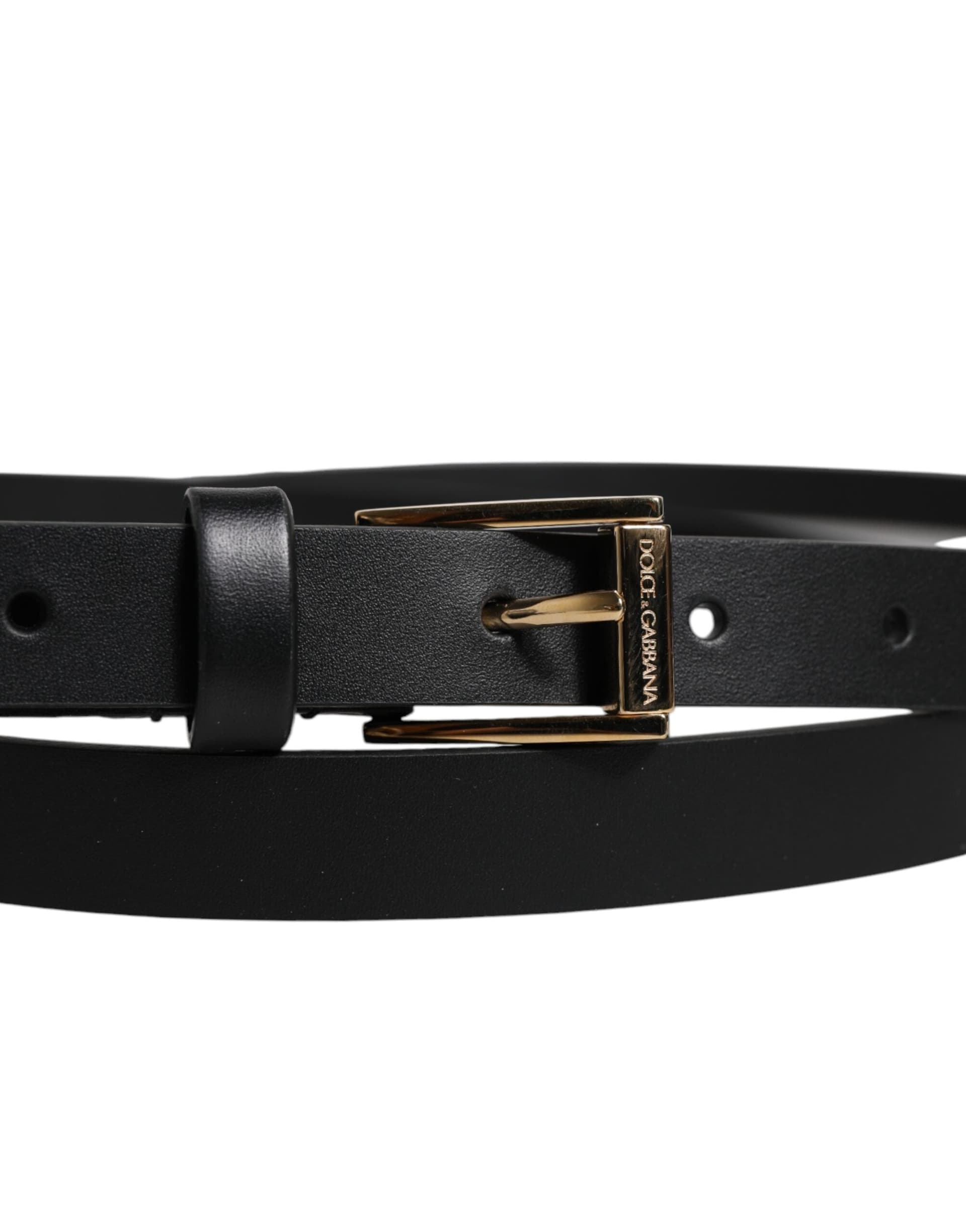 Dolce & Gabbana Black Calfskin Classic Metal Logo Buckle Belt - 4