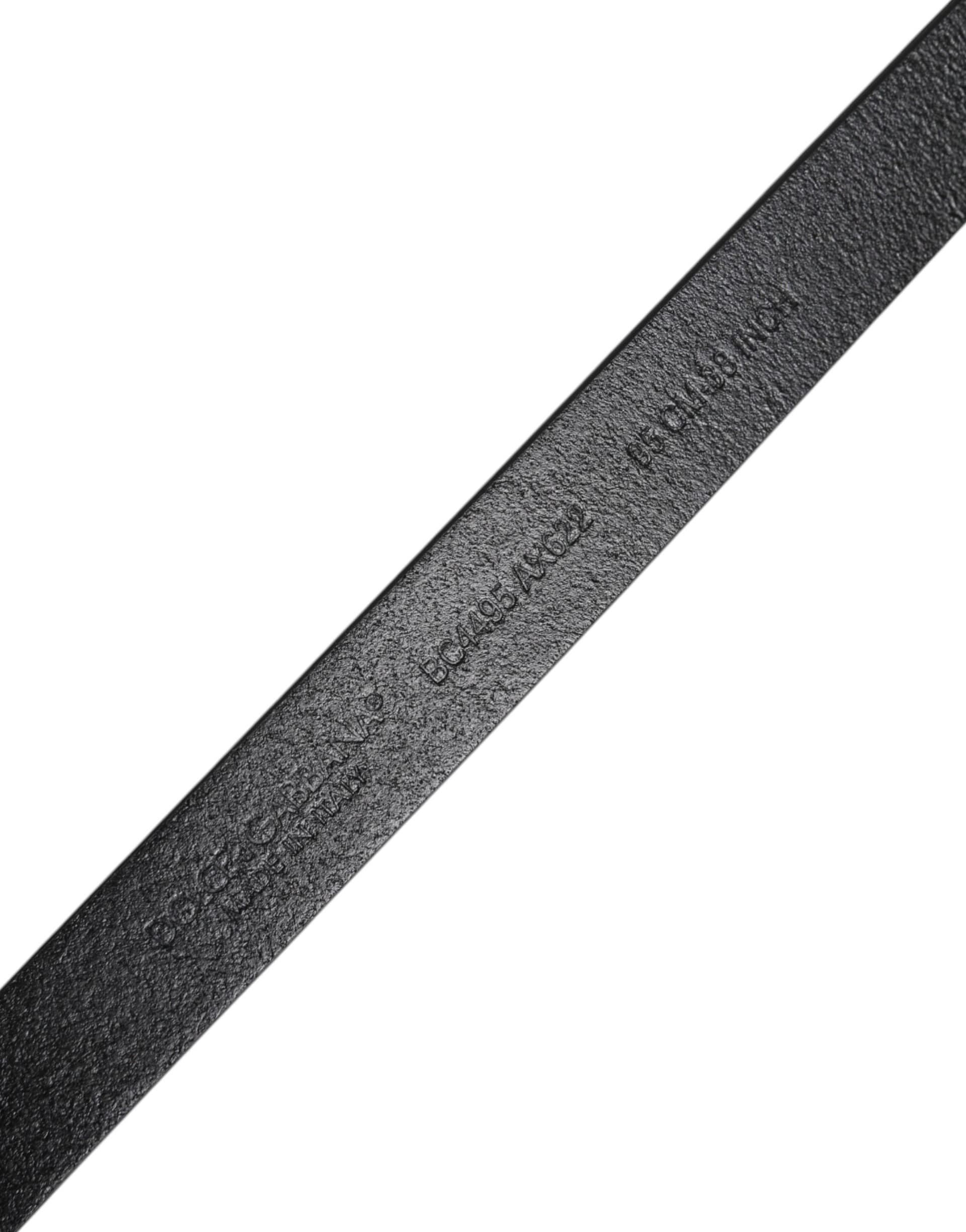 Dolce & Gabbana Black Calfskin Classic Metal Logo Buckle Belt - 5