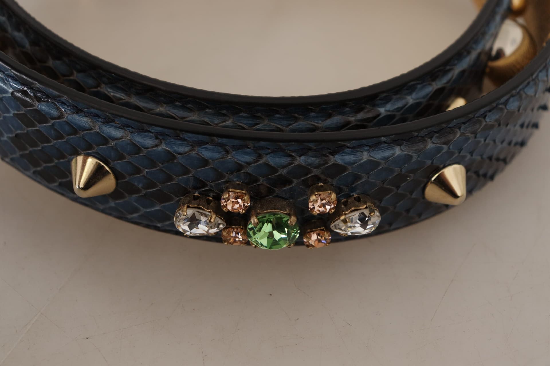 Dolce & Gabbana Blue Exotic Leather Crystals Shoulder Strap - 3