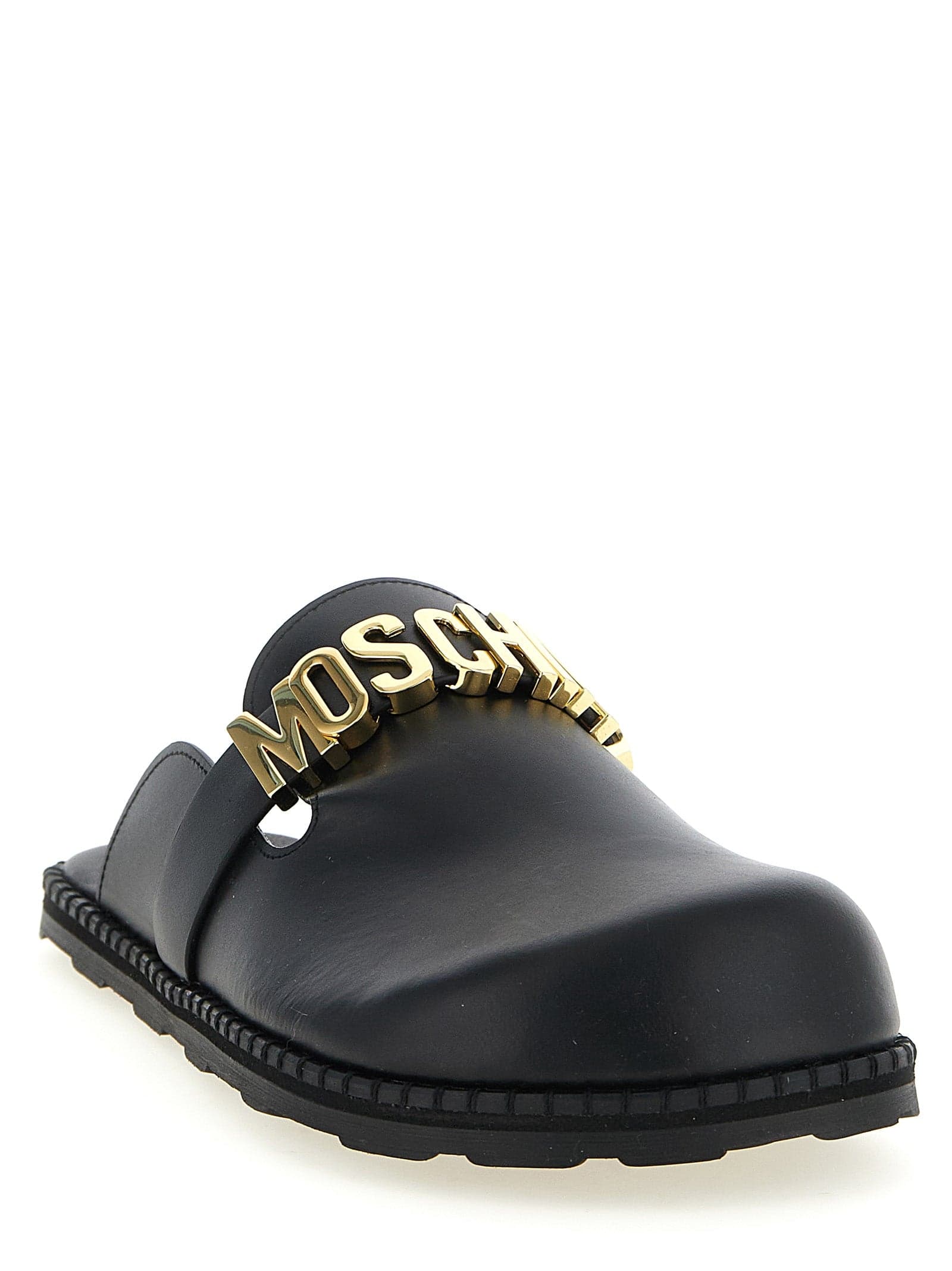 Moschino Black Calfskin Clogs - 2