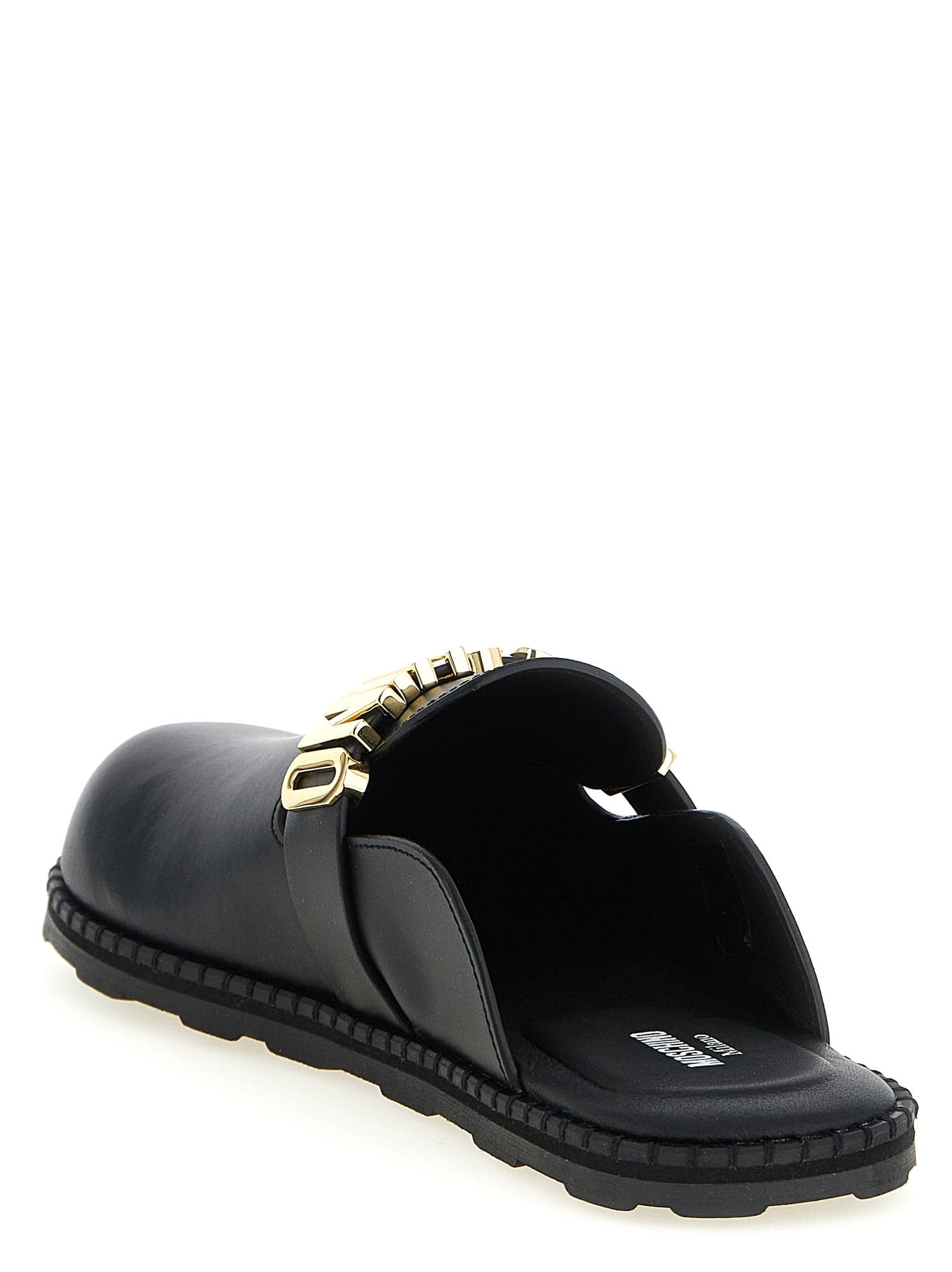 Moschino Black Calfskin Clogs - 3