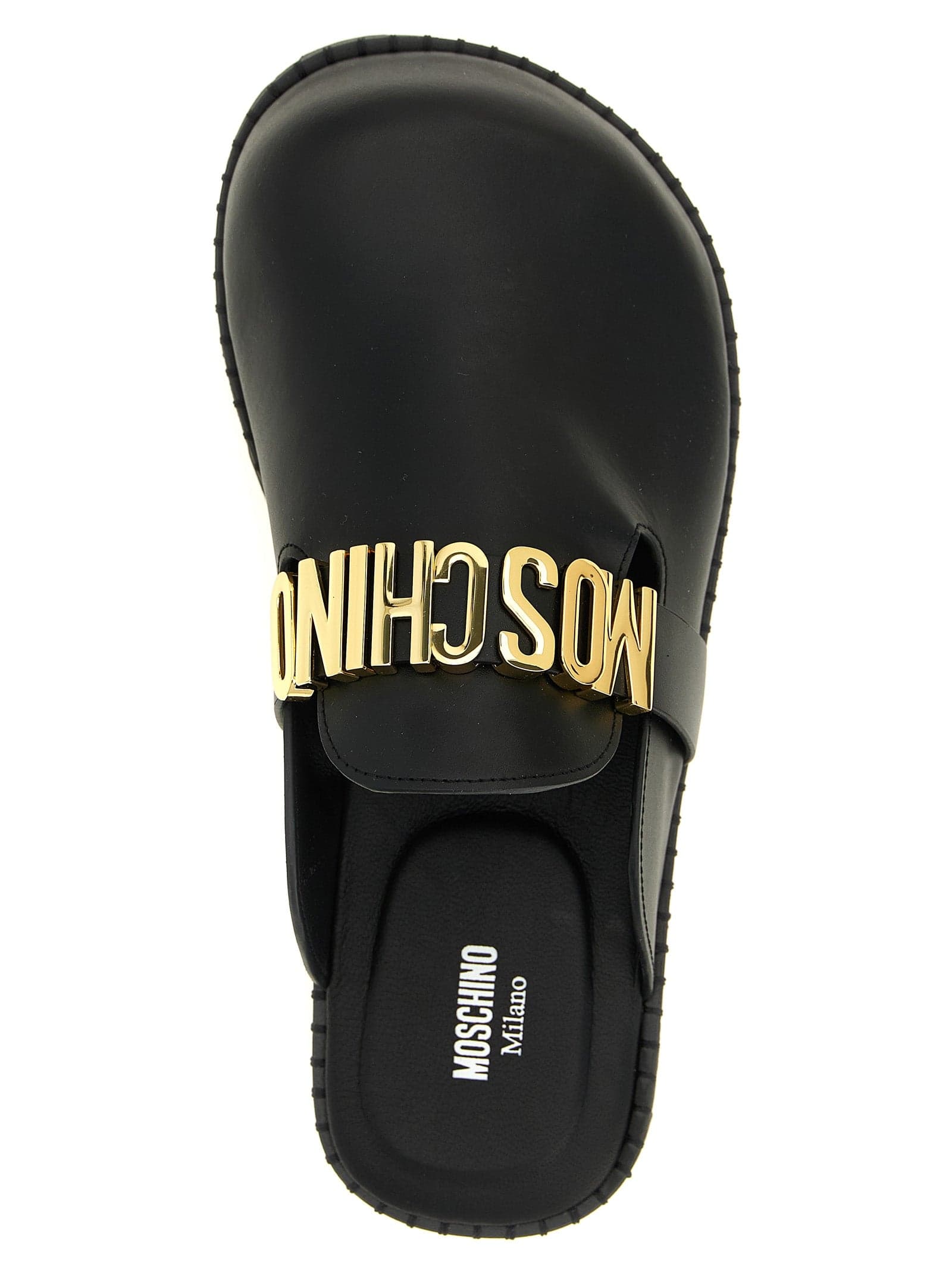 Moschino Black Calfskin Clogs - 4