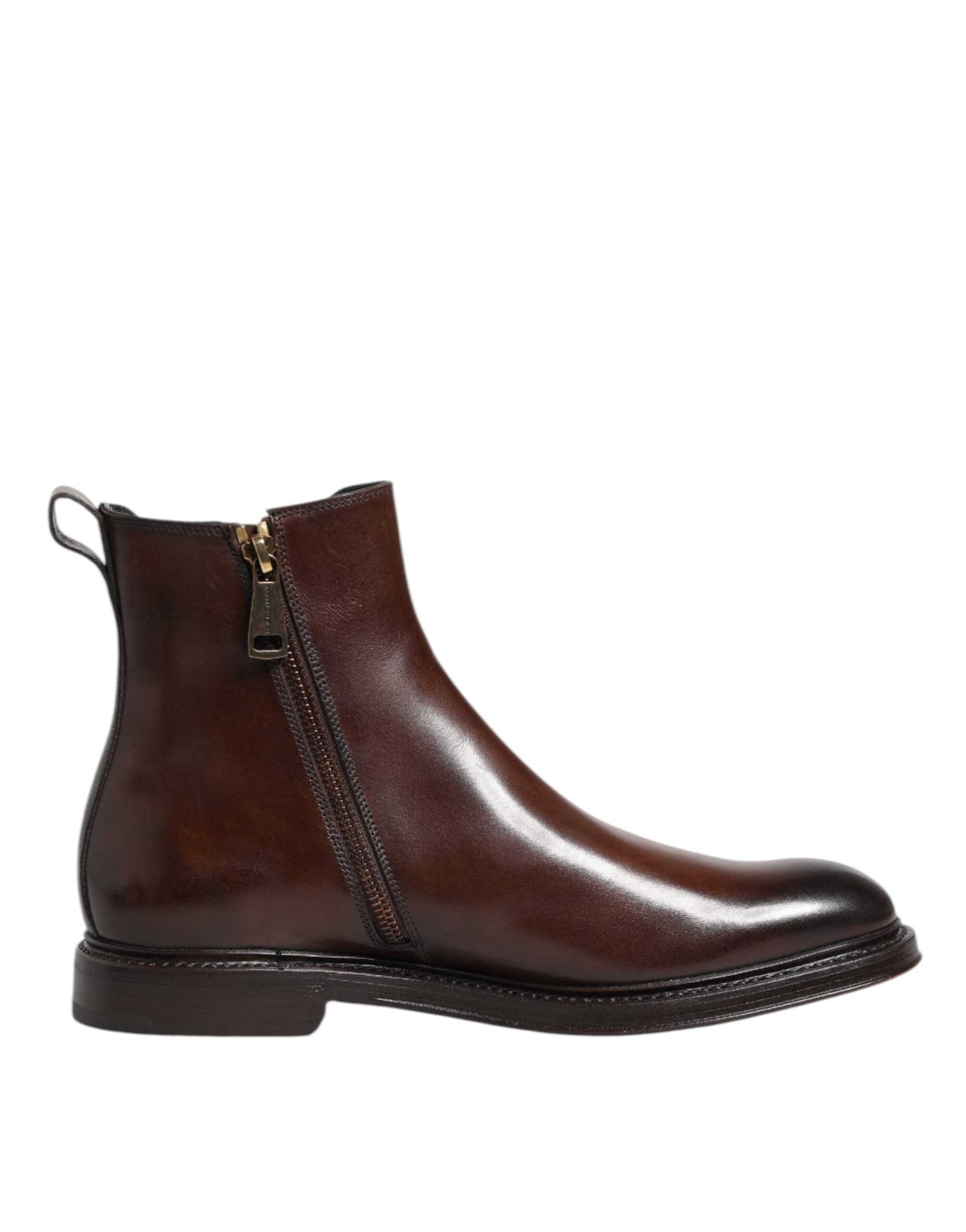 Dolce & Gabbana Brown Chelsea Leather Mid Calf Boots Shoes - 2