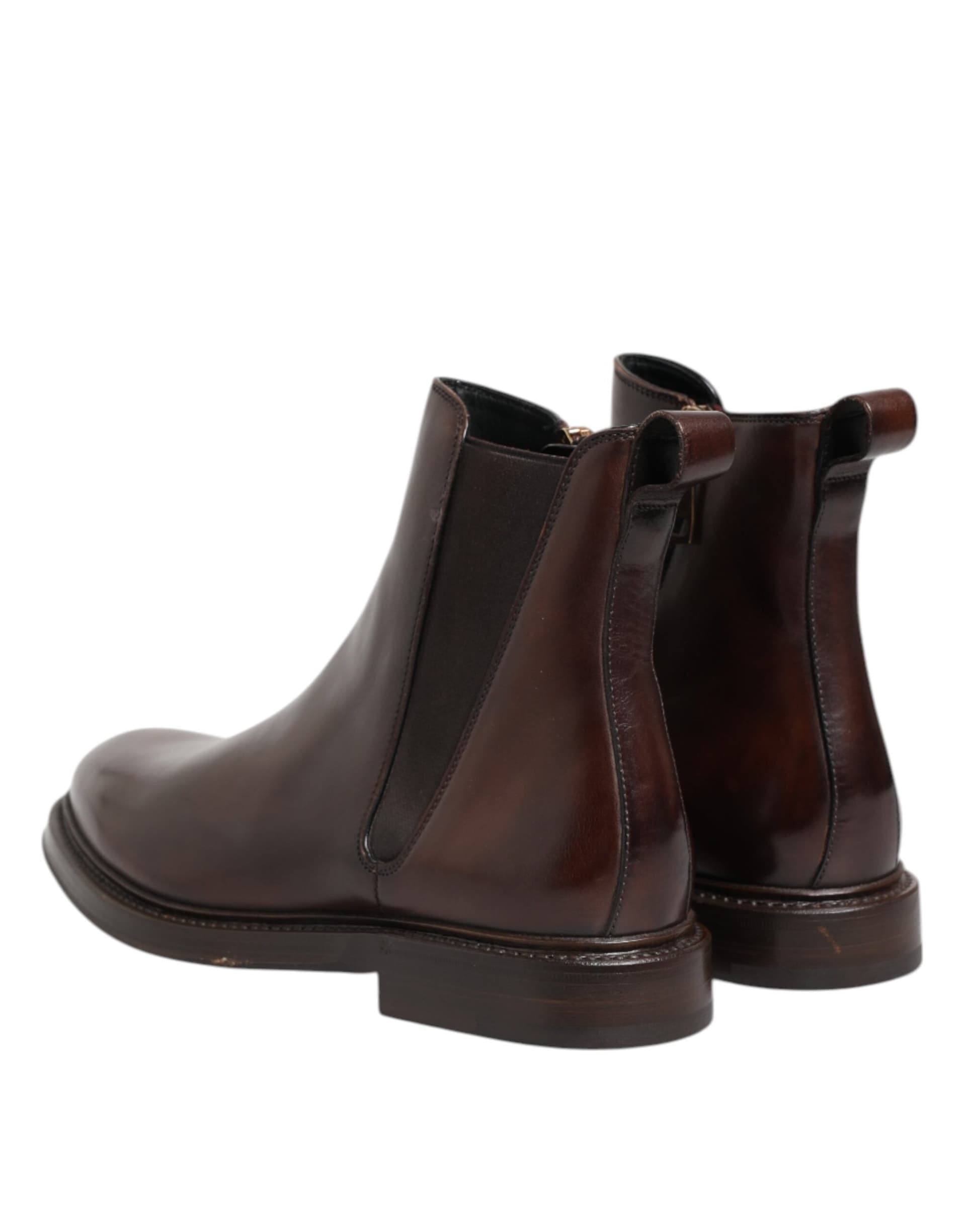 Dolce & Gabbana Brown Chelsea Leather Mid Calf Boots Shoes - 4