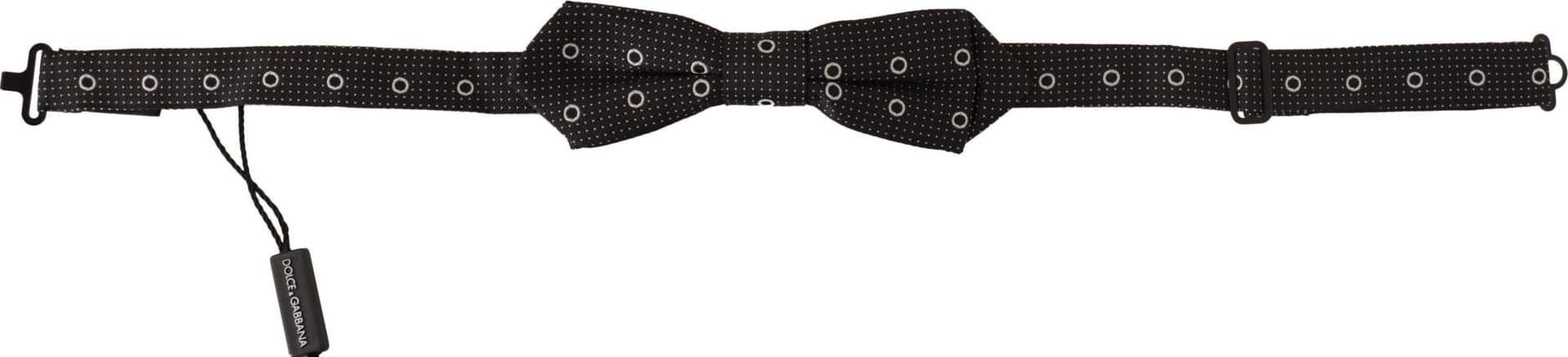 Dolce & Gabbana Black White Polka Dot 100% Silk Neck Papillon Tie - 5