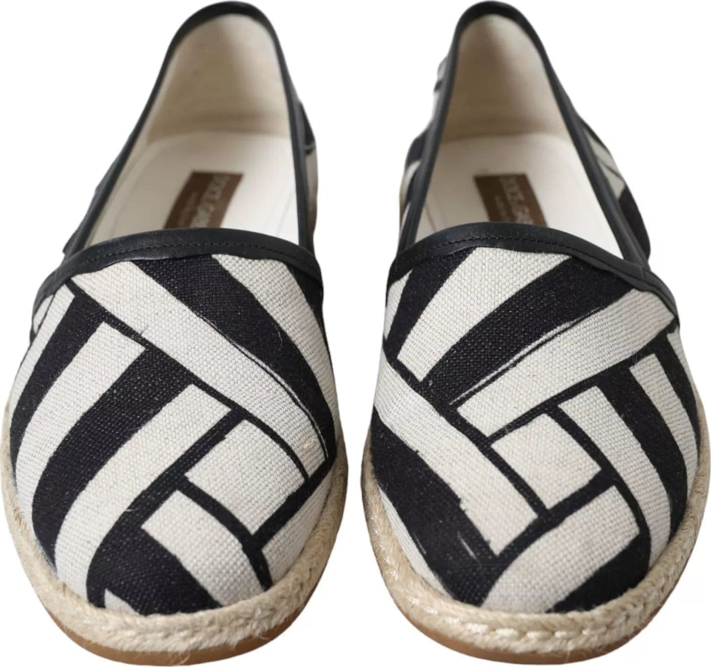 Dolce & Gabbana Black White Stripes Slip On Espadrille Shoes