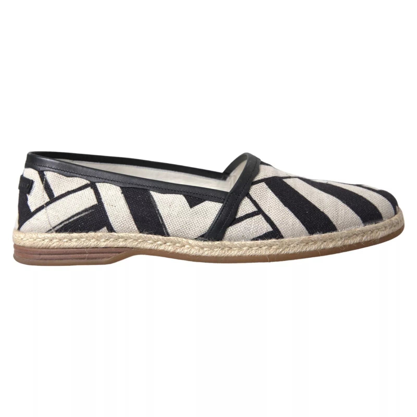 Dolce & Gabbana Black White Stripes Slip On Espadrille Shoes - 2